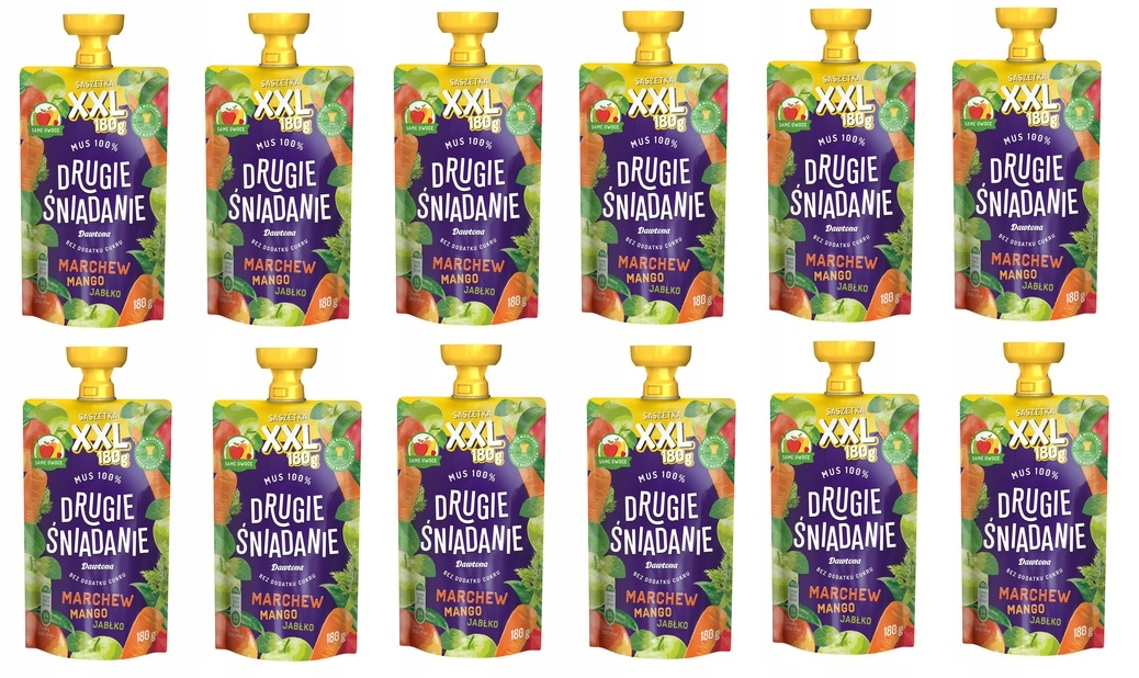 12x 180g DAWTONA mus XXL jabłko marchew mango KARTON
