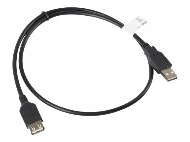 PRZEDŁUŻACZ USB-A M/F 2.0 0.7M CZARNY LANBERG