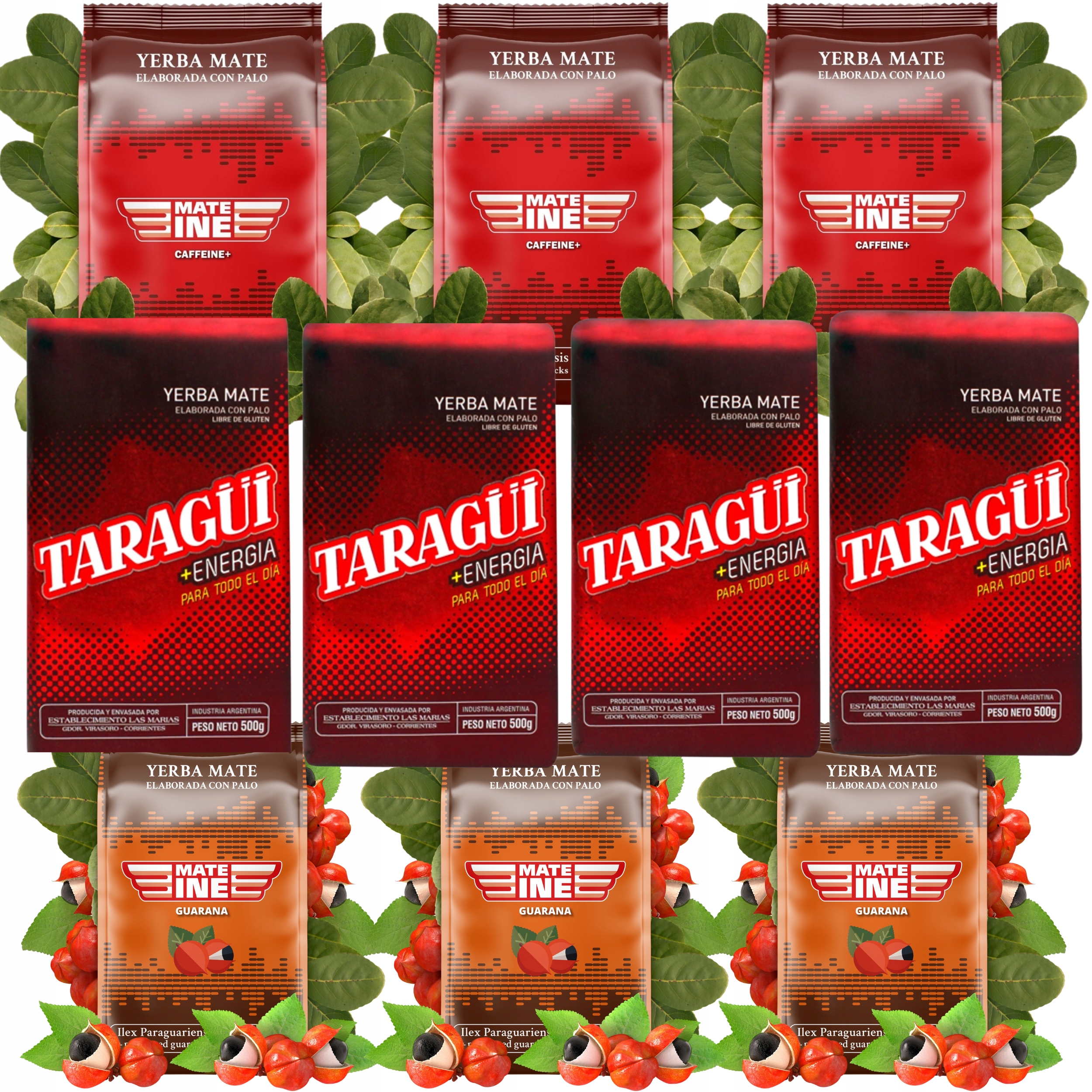Sada Yerba Mate Taragüi Mas Energia Mateine Guarana Caffeine 10x 500g Moc