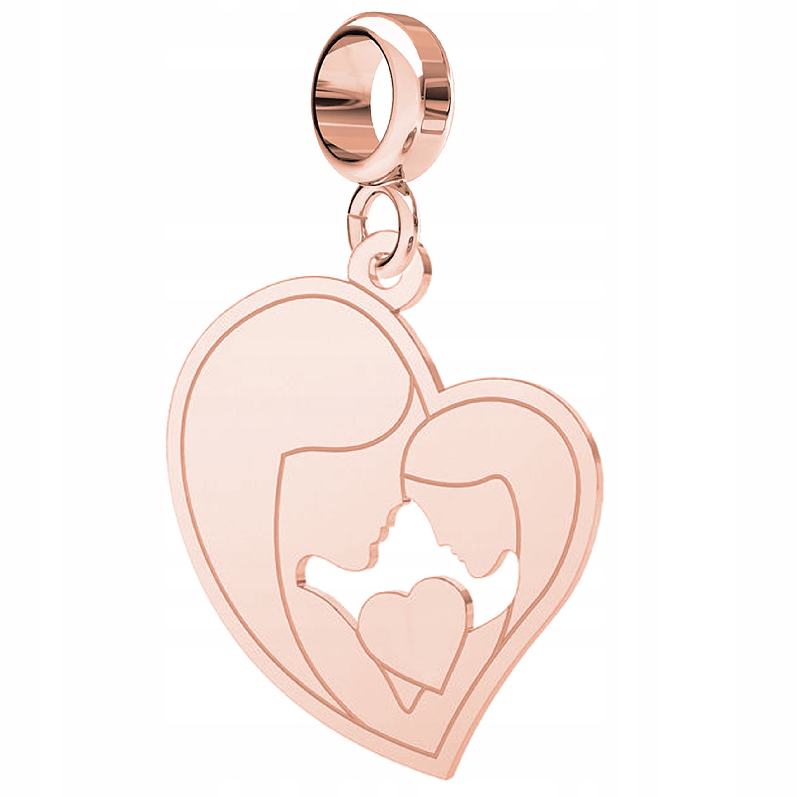 Charms Pozlacený Matka s Dcerou Rodina Family Srdce Srdíčko Stříbro 925