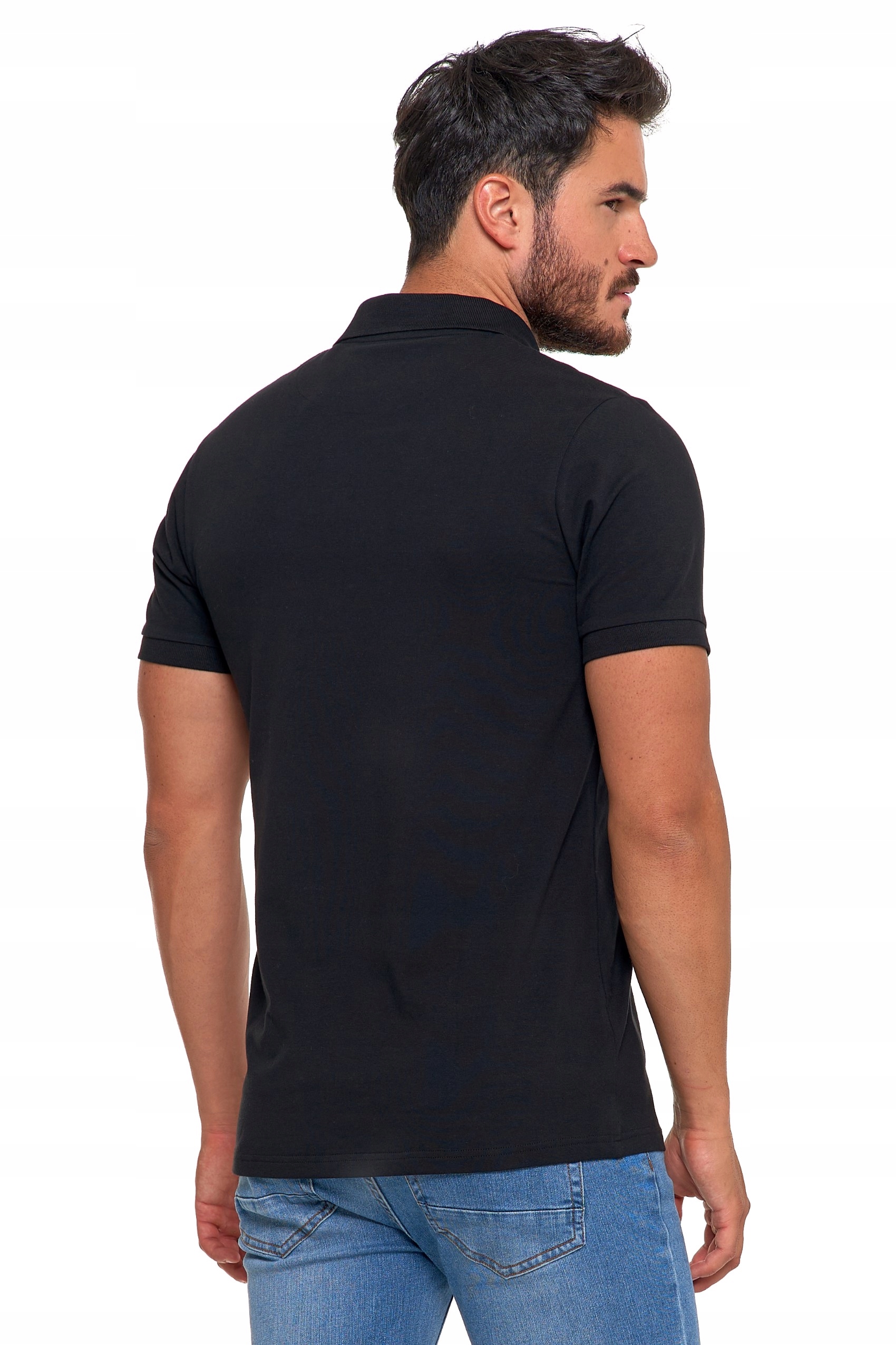 KOSZULKA POLO MĘSKA BAWEŁNA CZESANA PREMIUM LINE ELEGANCKA MORAJ M CZARNA Wzór dominujący bez wzoru
