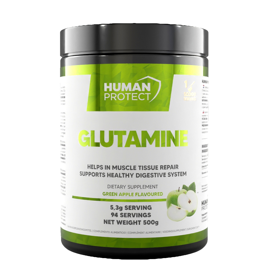 Proszek glutamina GLUTAMINE Human Protect 500 g jabłkowy