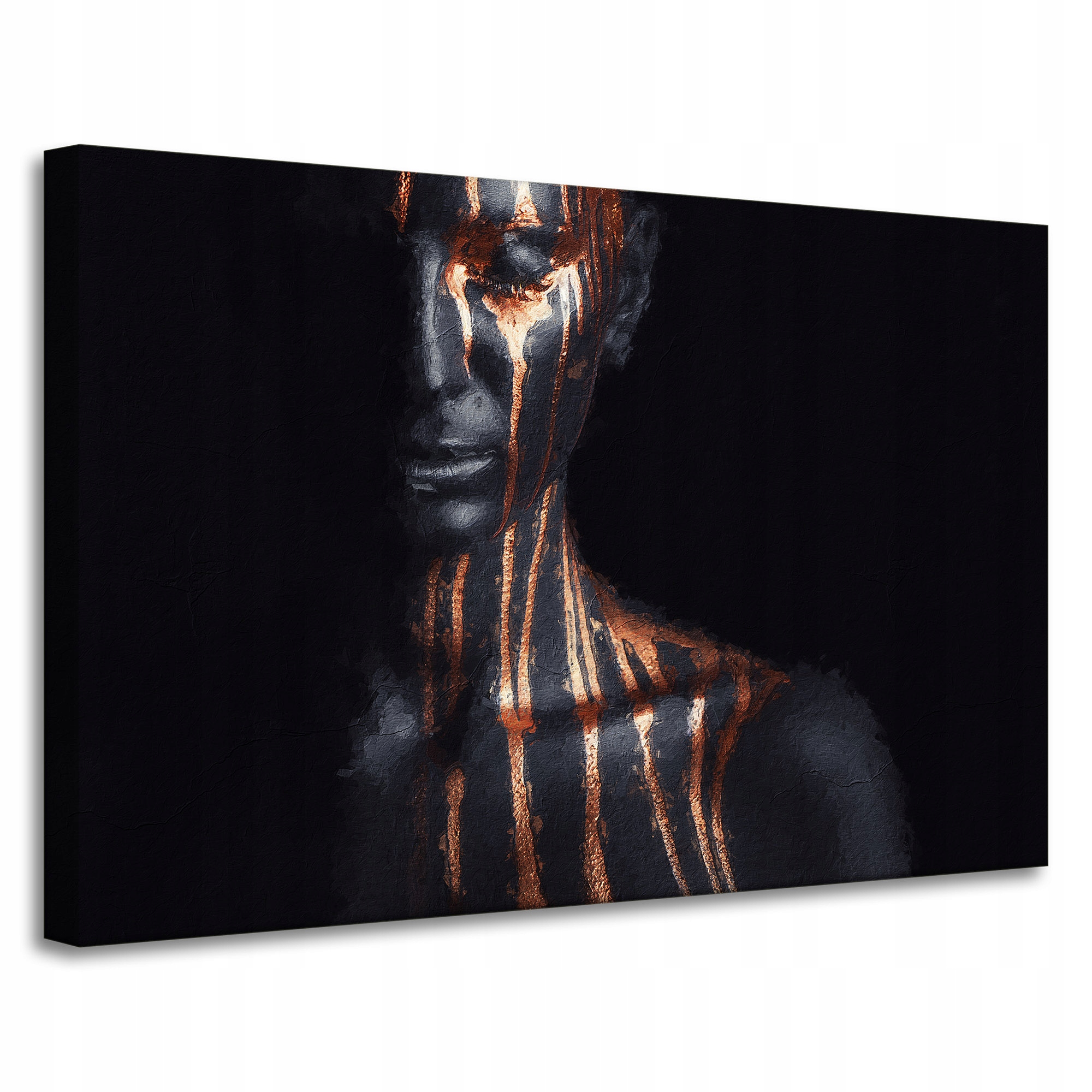 Obraz na plátně Černá žena Hnědé pruhy Umění 90x60 cm