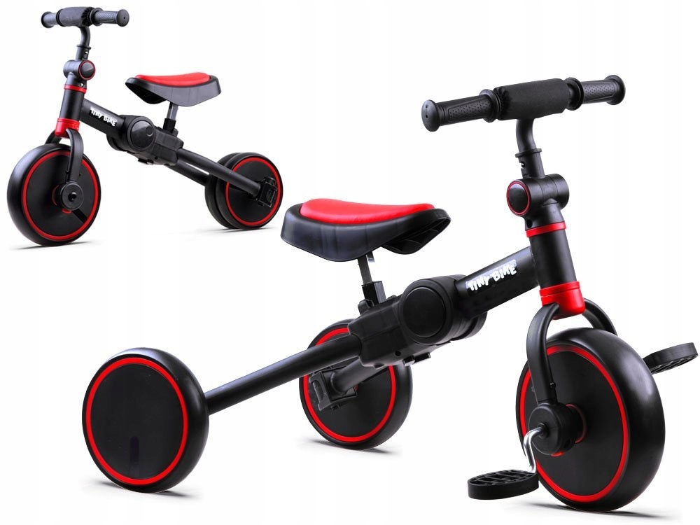 Rowerek 3w1 trójkołowy biegowy jeździk Tiny Bike SP0663 czarny dzieci