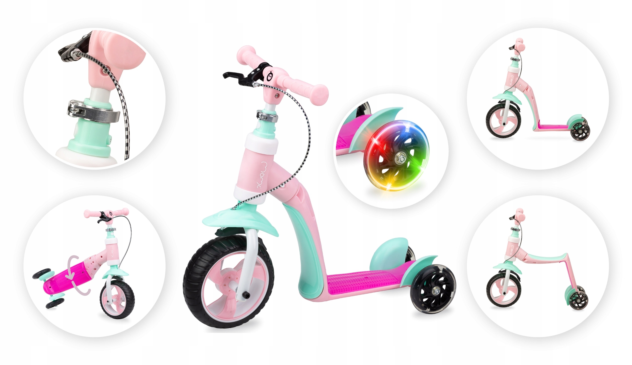 HULAJNOGA TRÓJKOŁOWA JEŹDZIK LEDY 2W1 MOMI ELIOS Marka MoMi