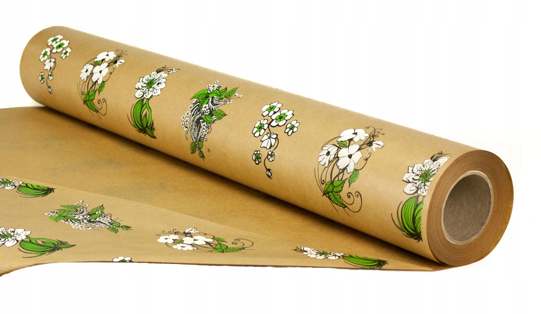 Papier pakowy KRAFT KWIATY 60cm/50m Marka inny