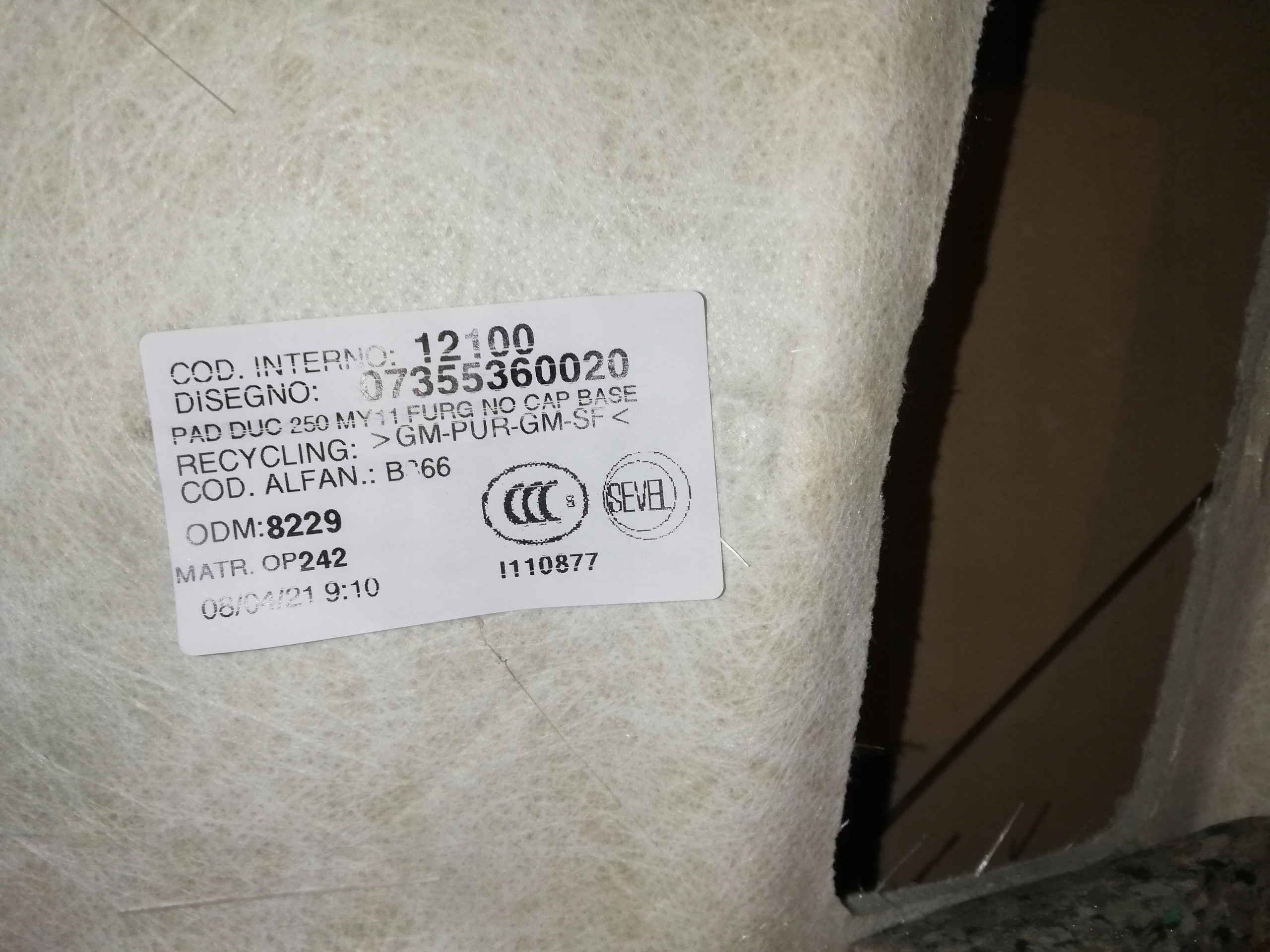 !! NOWA!! PODSUFITKA DUCATO/BOXER/JUMPER 2006- Numer katalogowy części 07355360020