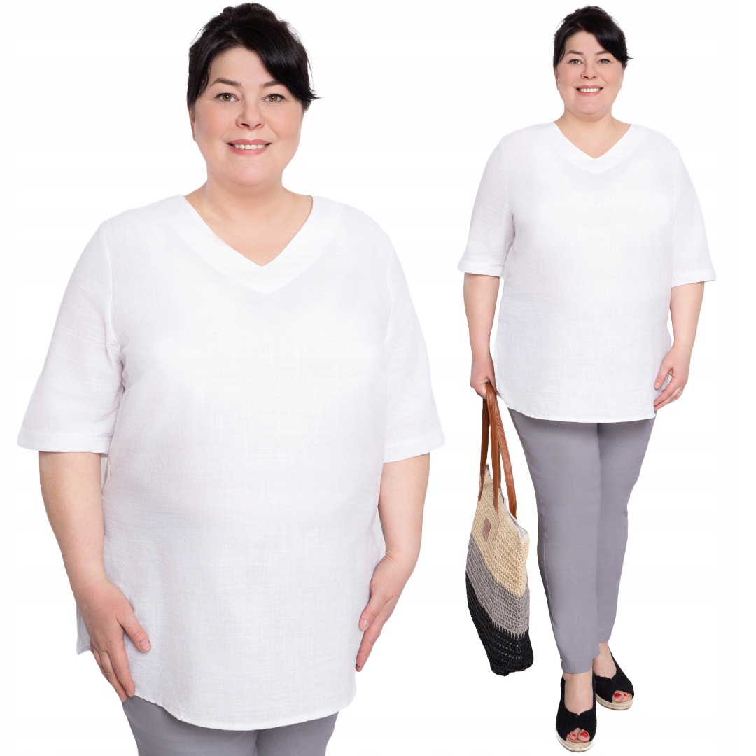 Bavlněná bílá halenka s výstřihem do V 64