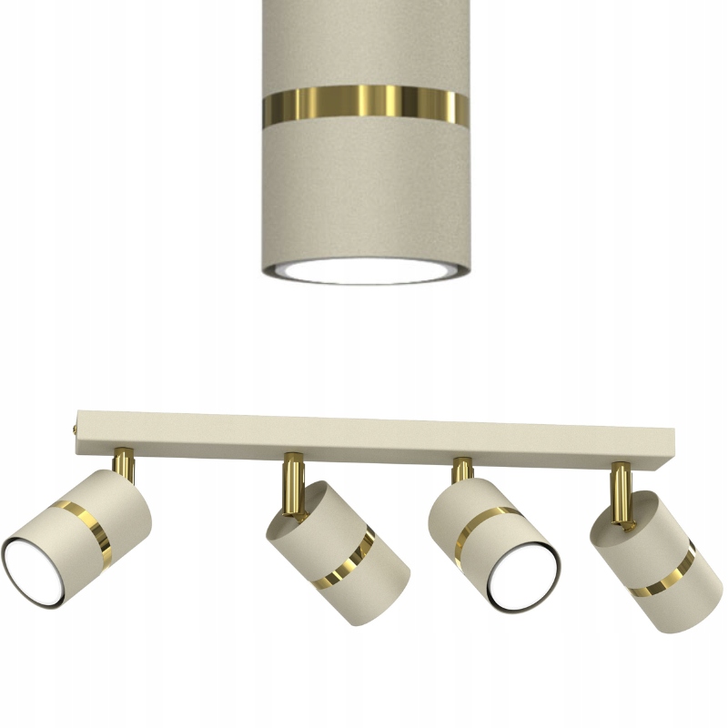 Stropná lampa s nastaviteľnými spotovými lištami 4x GU10 béžová zlatá