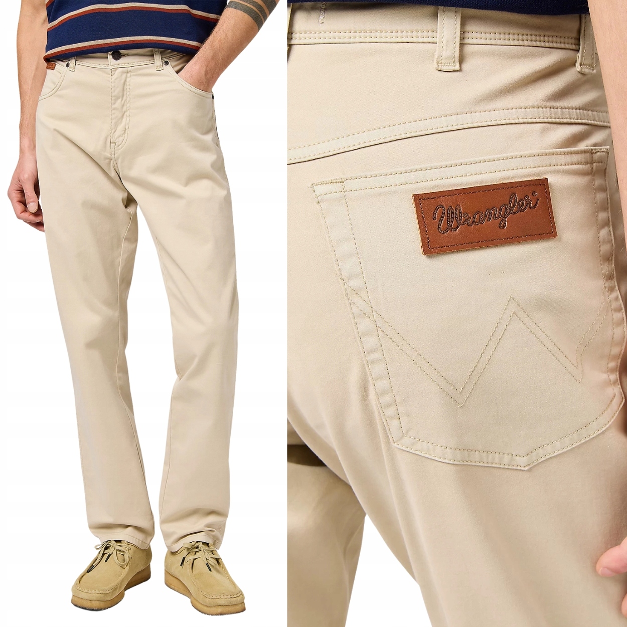 Wrangler Texas Slim Pelican lehce přiléhavé látkové kalhoty W32 L32