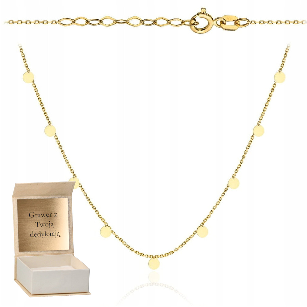 Zlatý náhrdelník s zavěšenými kroužky zlato ryzost 585 Gravírování