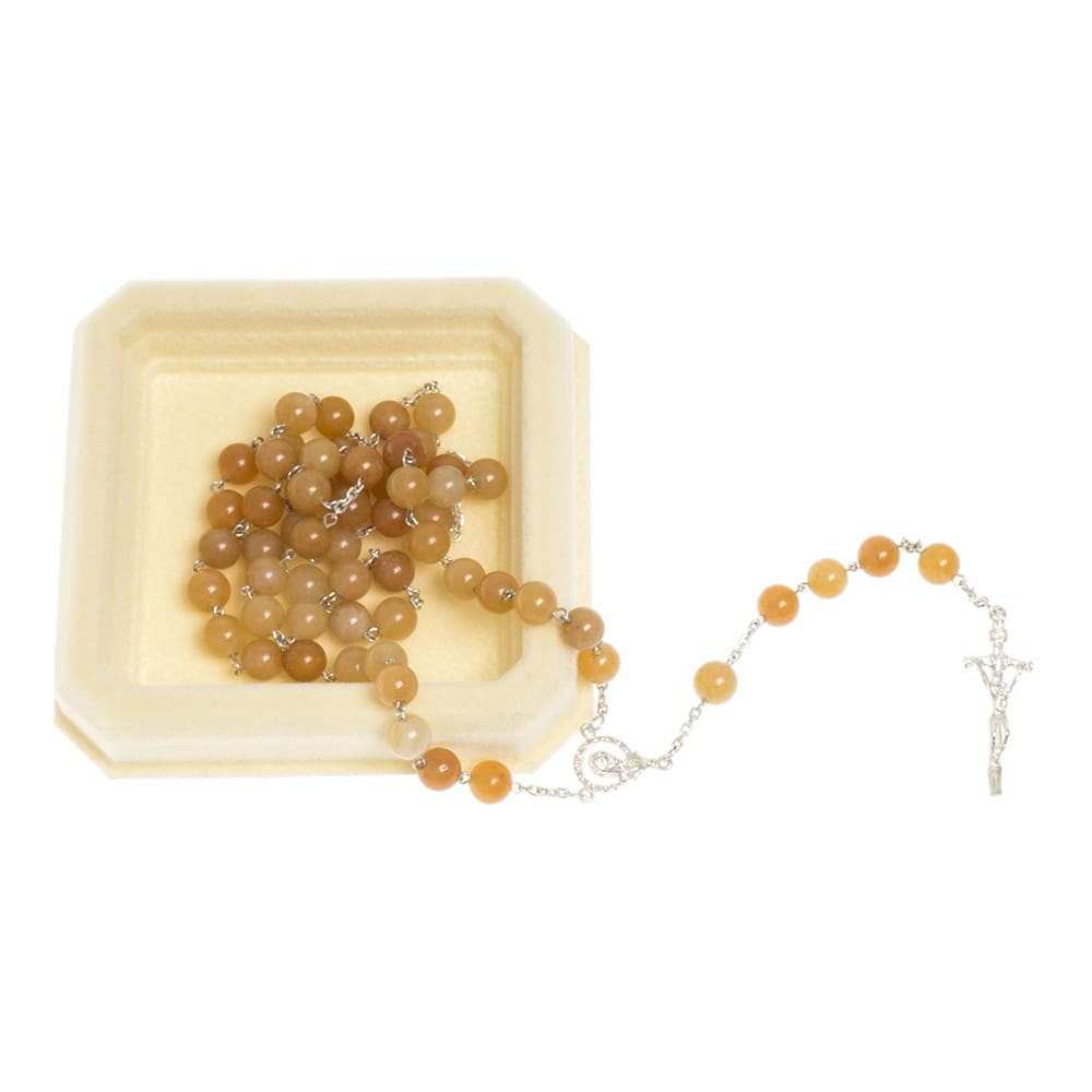 Stříbrný růženec z kamenů Červený aventurín dárek k biřmování