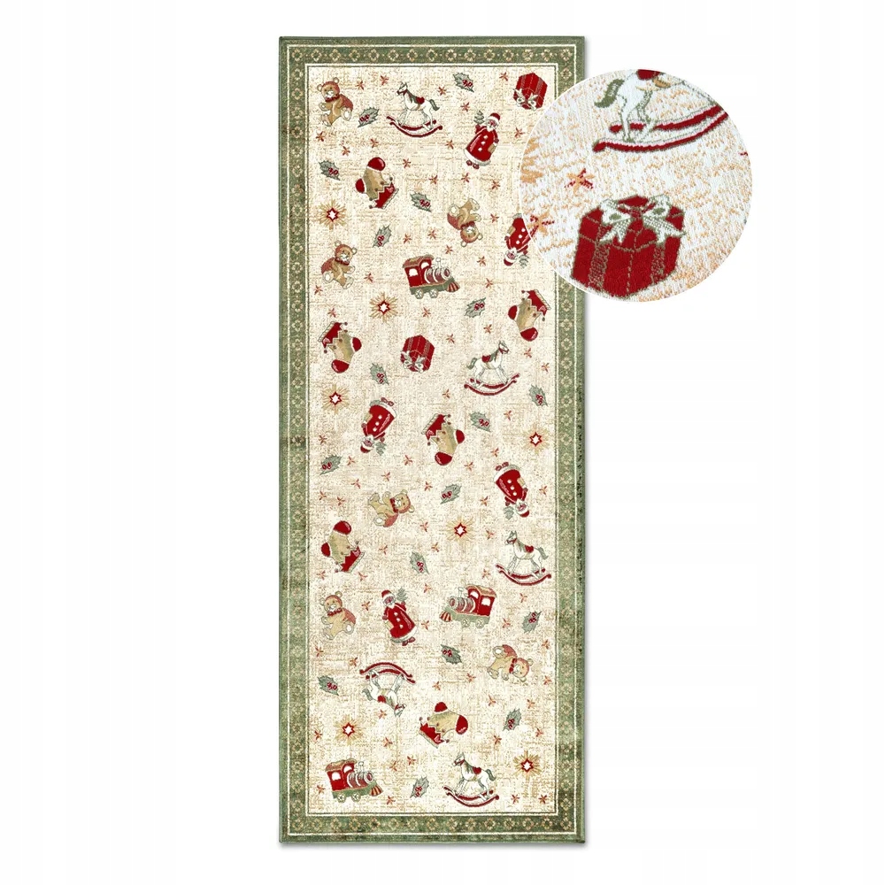Koberec běhoun vánoční, pod vánoční stromeček 80x200 cm, protiskluzový, plochý tkaný