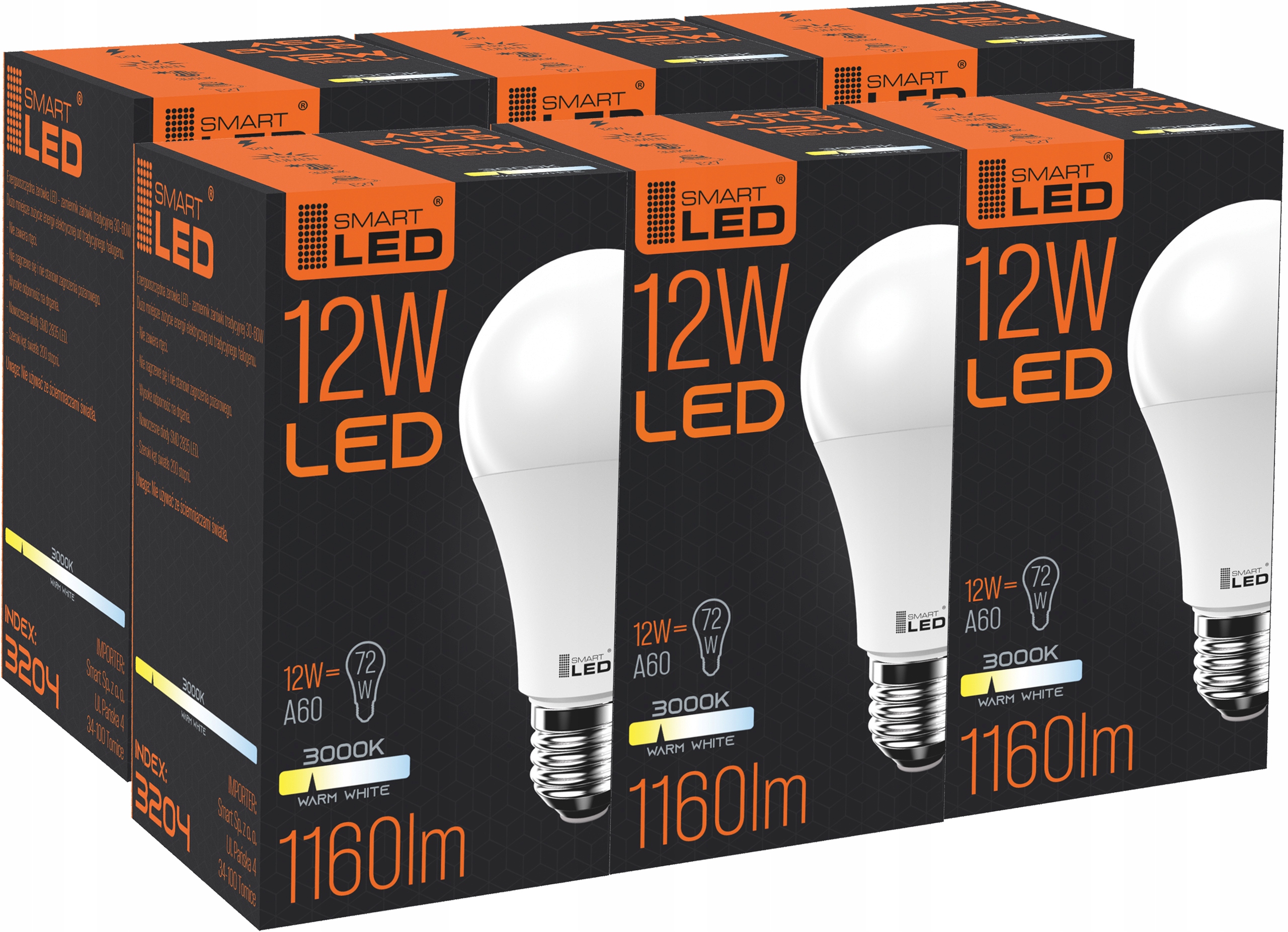 

Żarówka E27 Led 12W A60 1160lm mocna nie mruga Ww