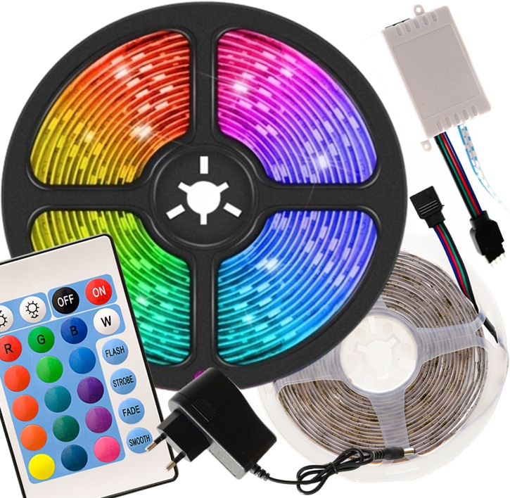 

Taśma Led Rgb Wielokolorowa Wodoodporna 5m Pilot