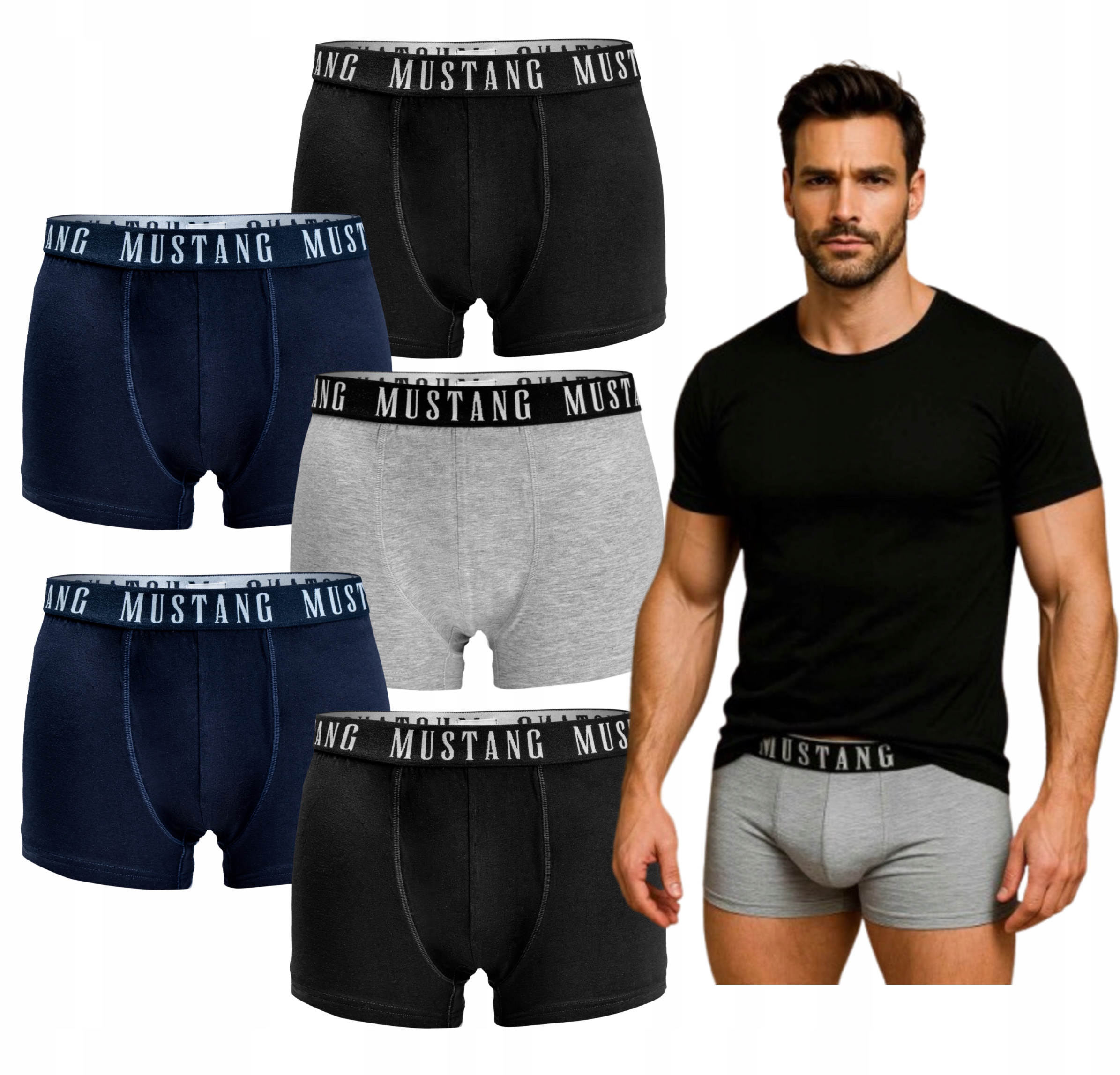 Mustang bokserki męskie bawełna 5PAK r. XXL mix