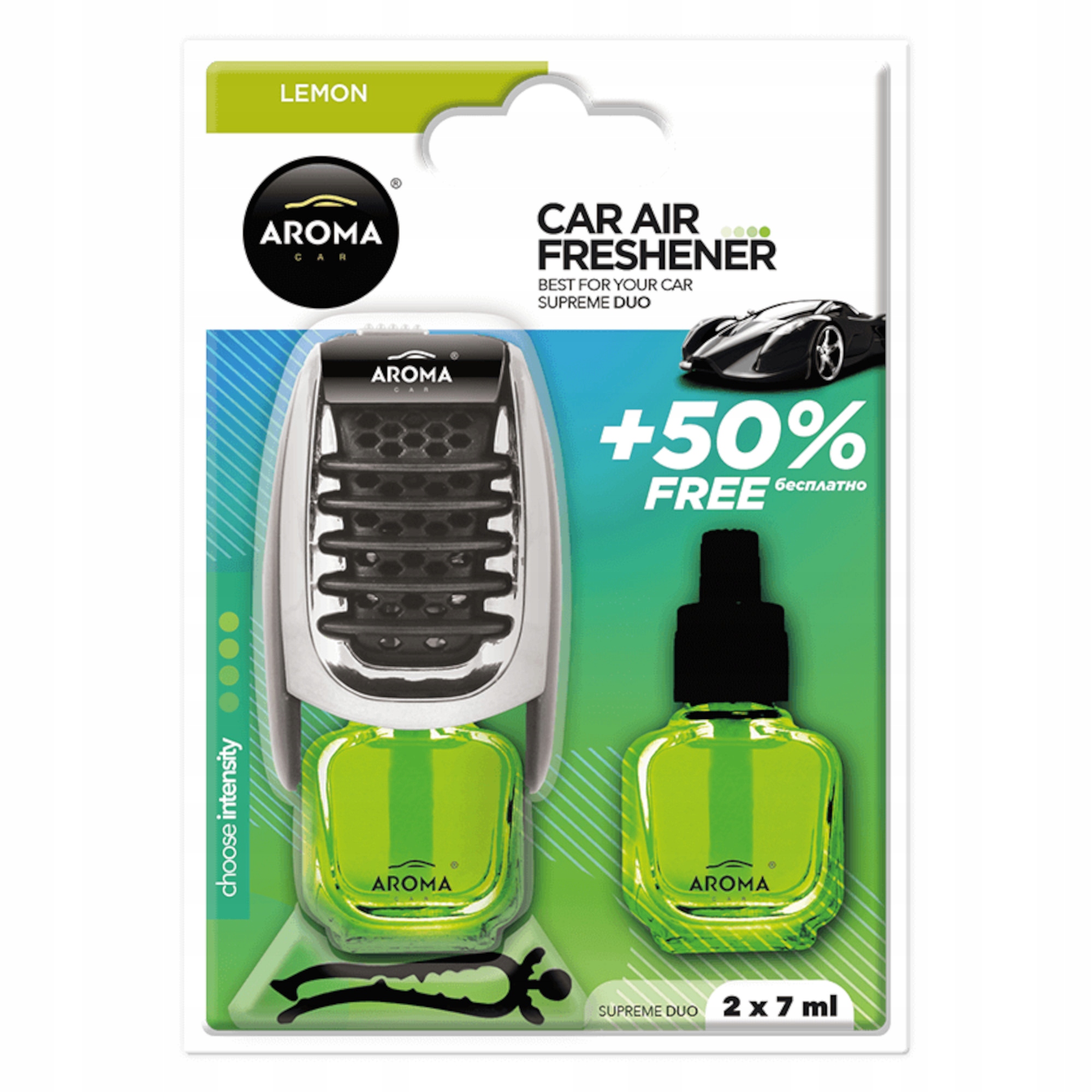 Aroma Supreme Duo Lemon Zapach Samochodowy Na Kratkę Dodatkowy Wkład