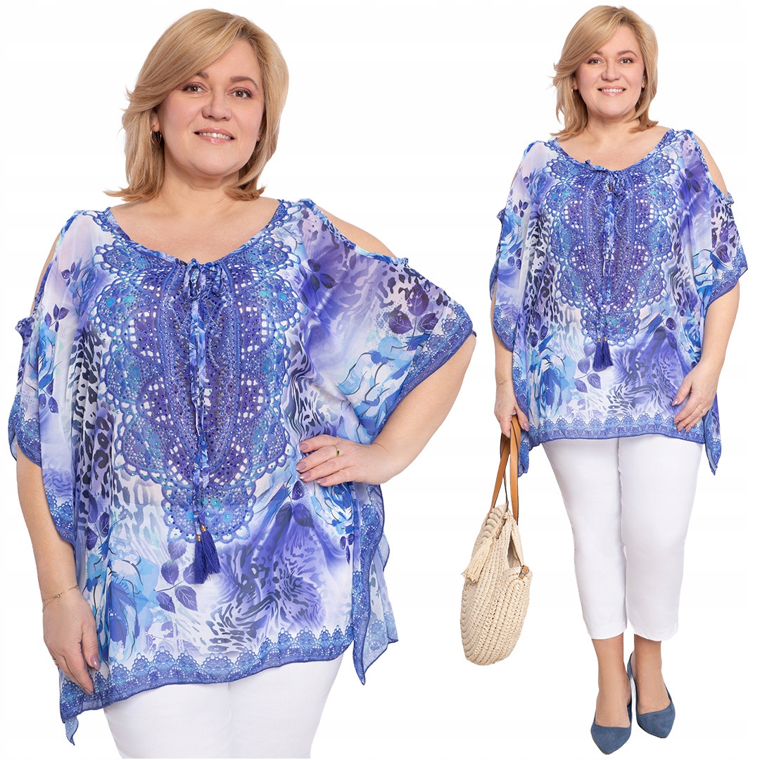 Květinové pončo s odhalenými rameny 46-54