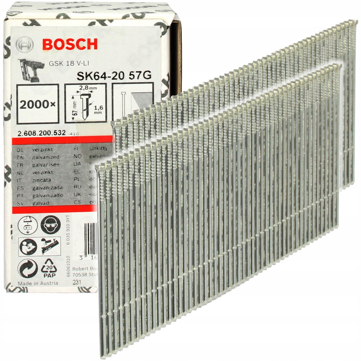 

Gwoździe stolarskie 57mm typ SK64-20 G Bosch
