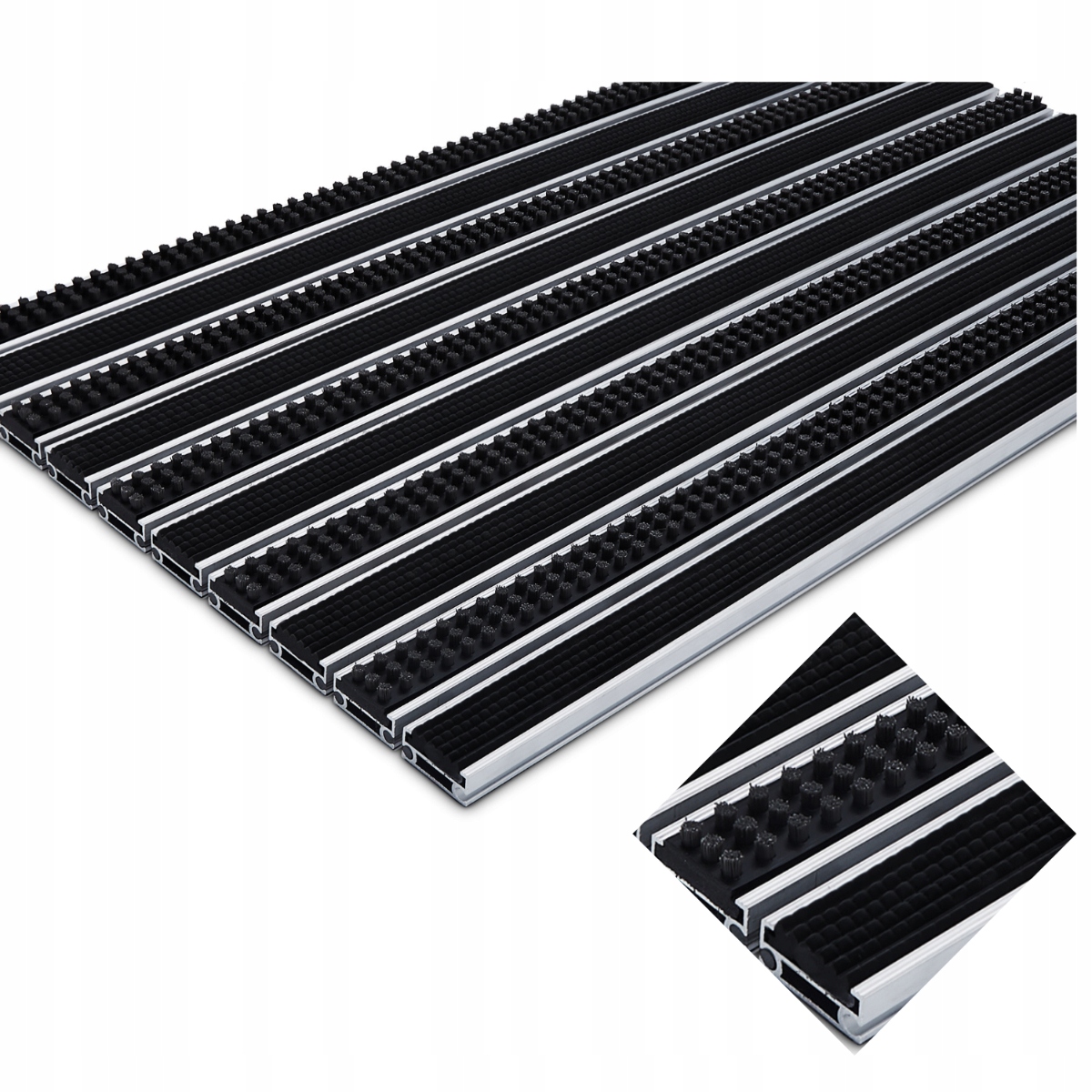Polentex Aluminiová Rohožka Vstupná Gumová Kefová Podložka 80x50 C17