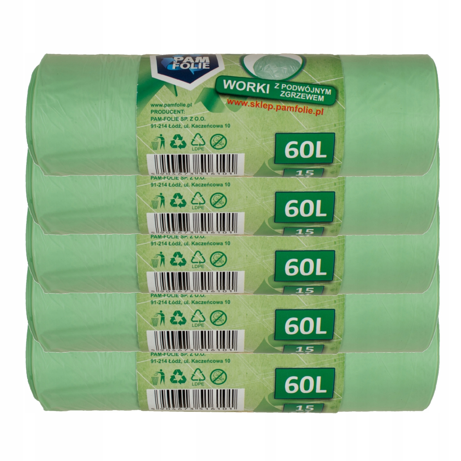 

Worki Na Śmieci Biodegradowalne Kompost 60L 75szt