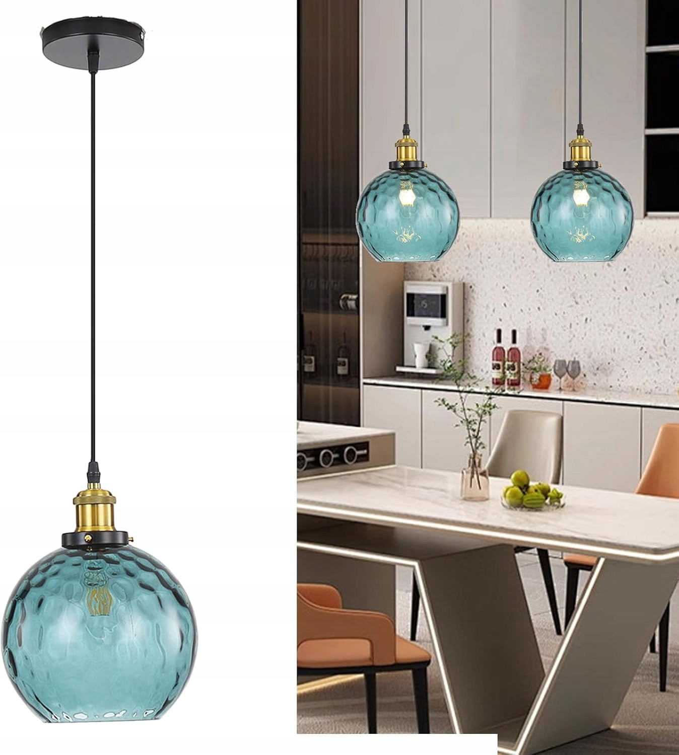 Závěsná lampa Vintage 20 cm Skleněná koule Granátová E27