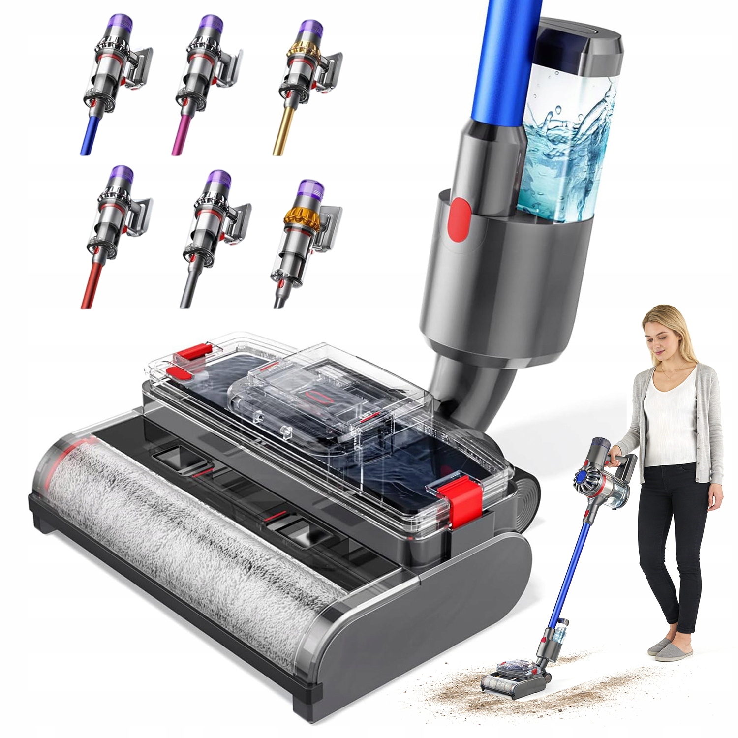 2V1 Elektrický Mop Pro Dyson V7 V8 V10 V11 V15, Kartáč S Funkcí Praní