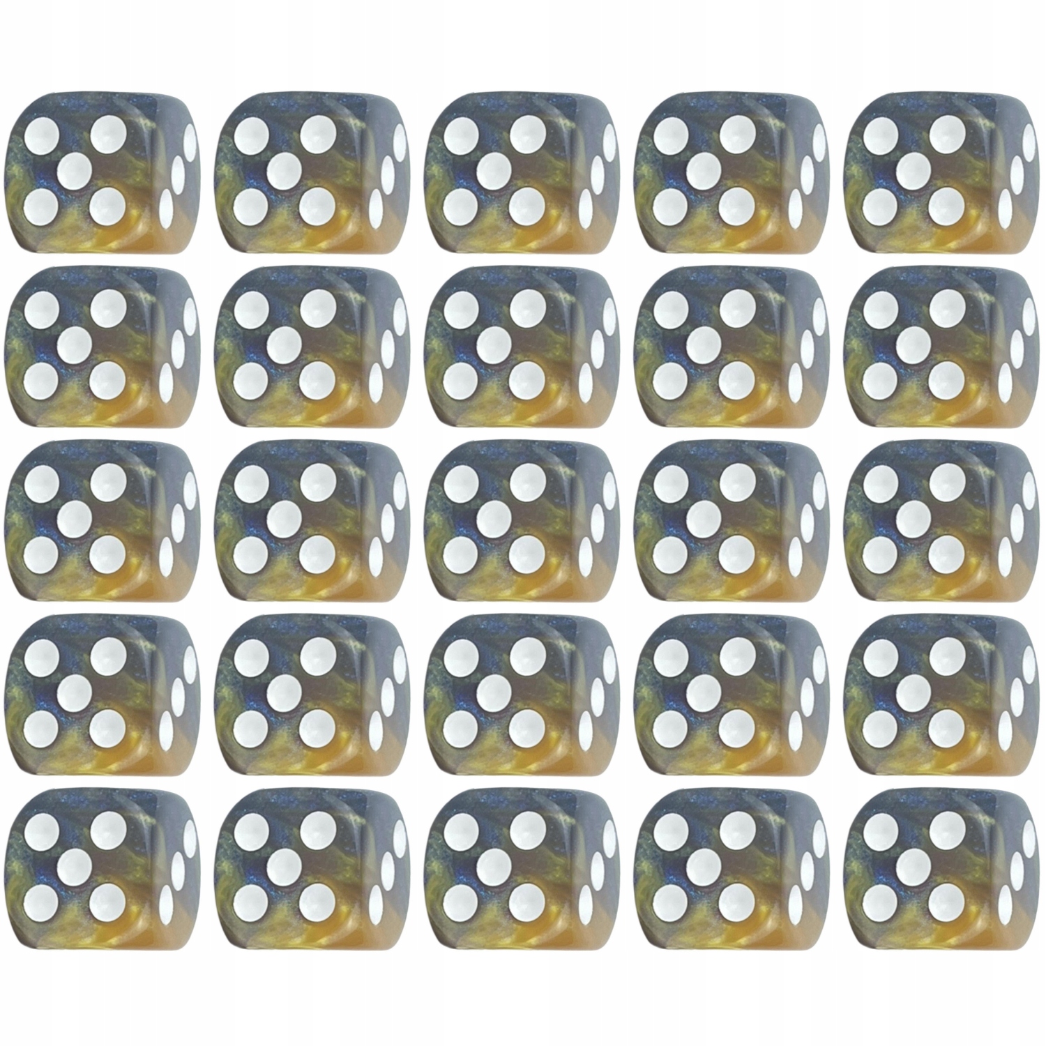 ZESTAW 25 KOSTEK K6 RPG BLONDWŁOSA SYRENA KOŚĆ SZEŚCIOŚCIENNA 1,6 CM