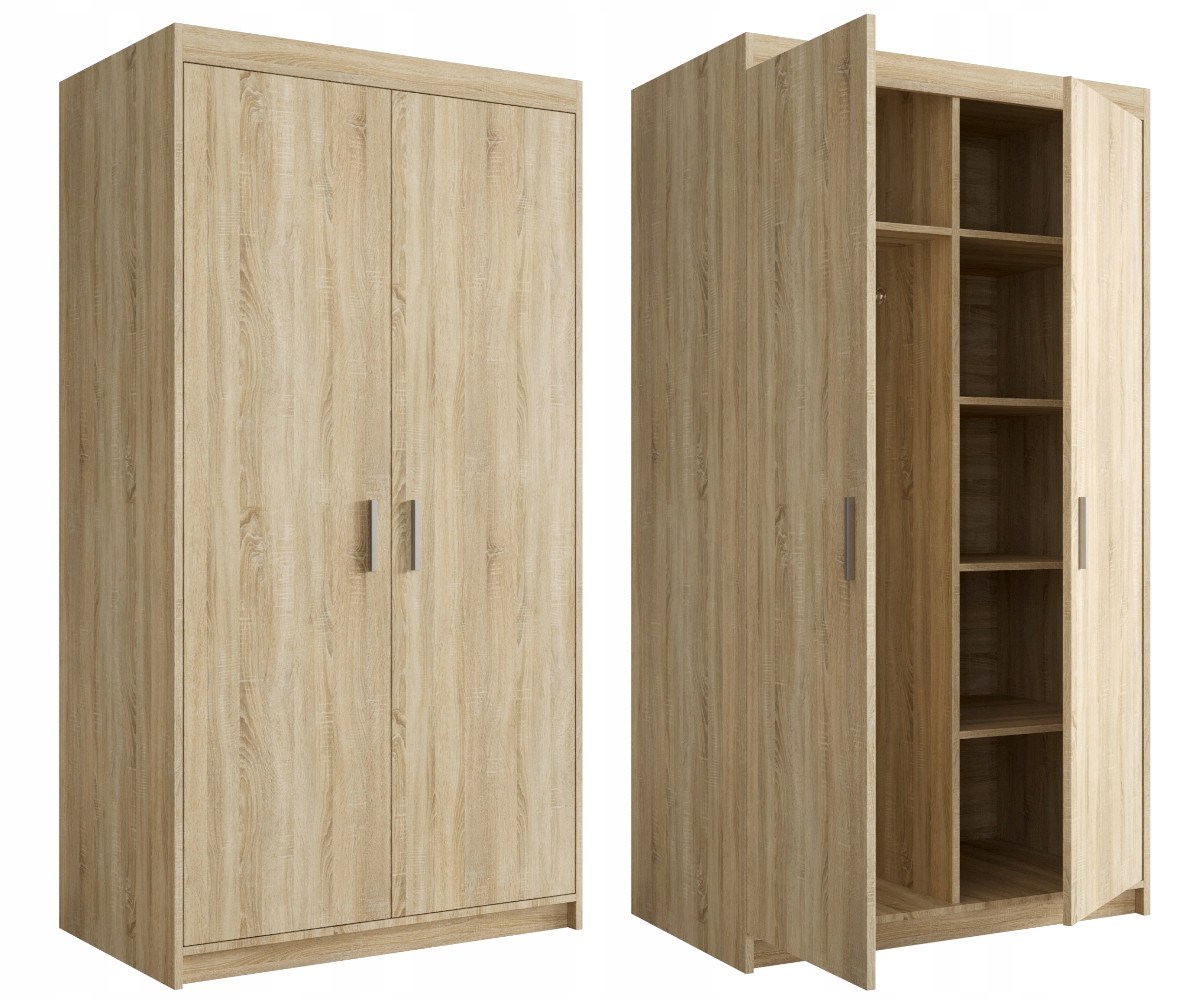 Skříň 2-dveřová Klasická Sonoma 90 cm LESZ2 Šatní skříň Malý regál O-sofa