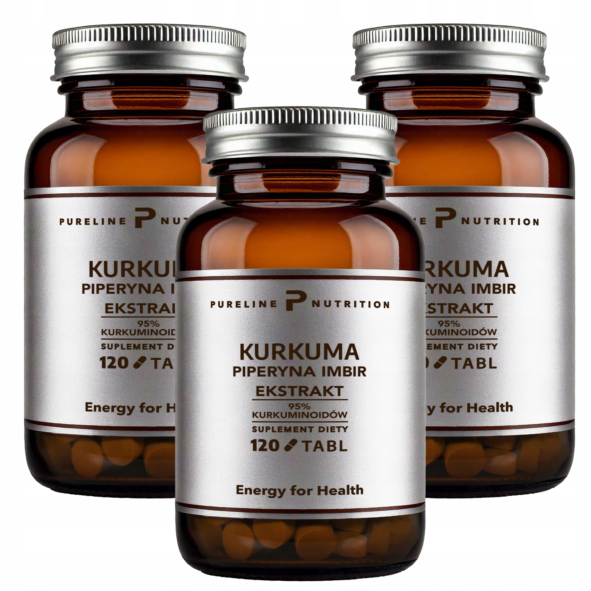 Kurkuma Piperyna Imbir Kurkumina Ekstrakt z pieprzu Zestaw 3 opakowania