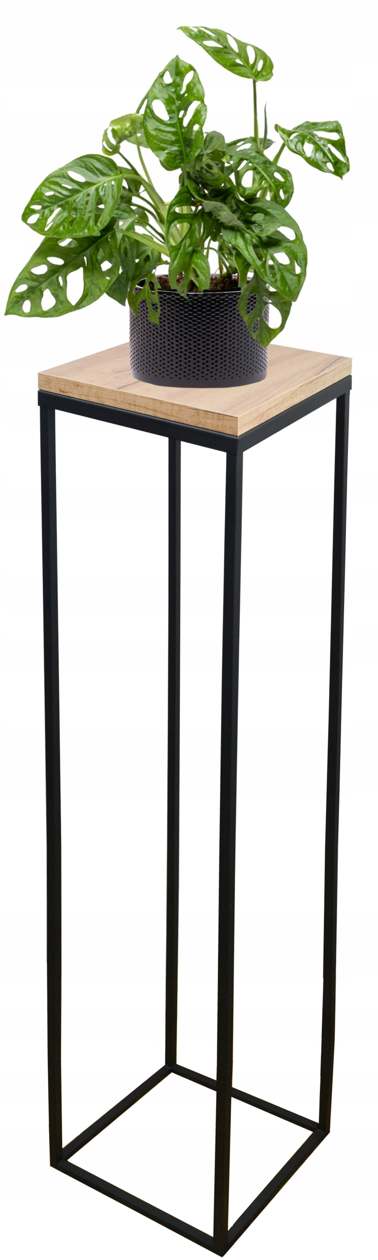 

Kwietnik metal loft czarny blat dąb craft 100cm