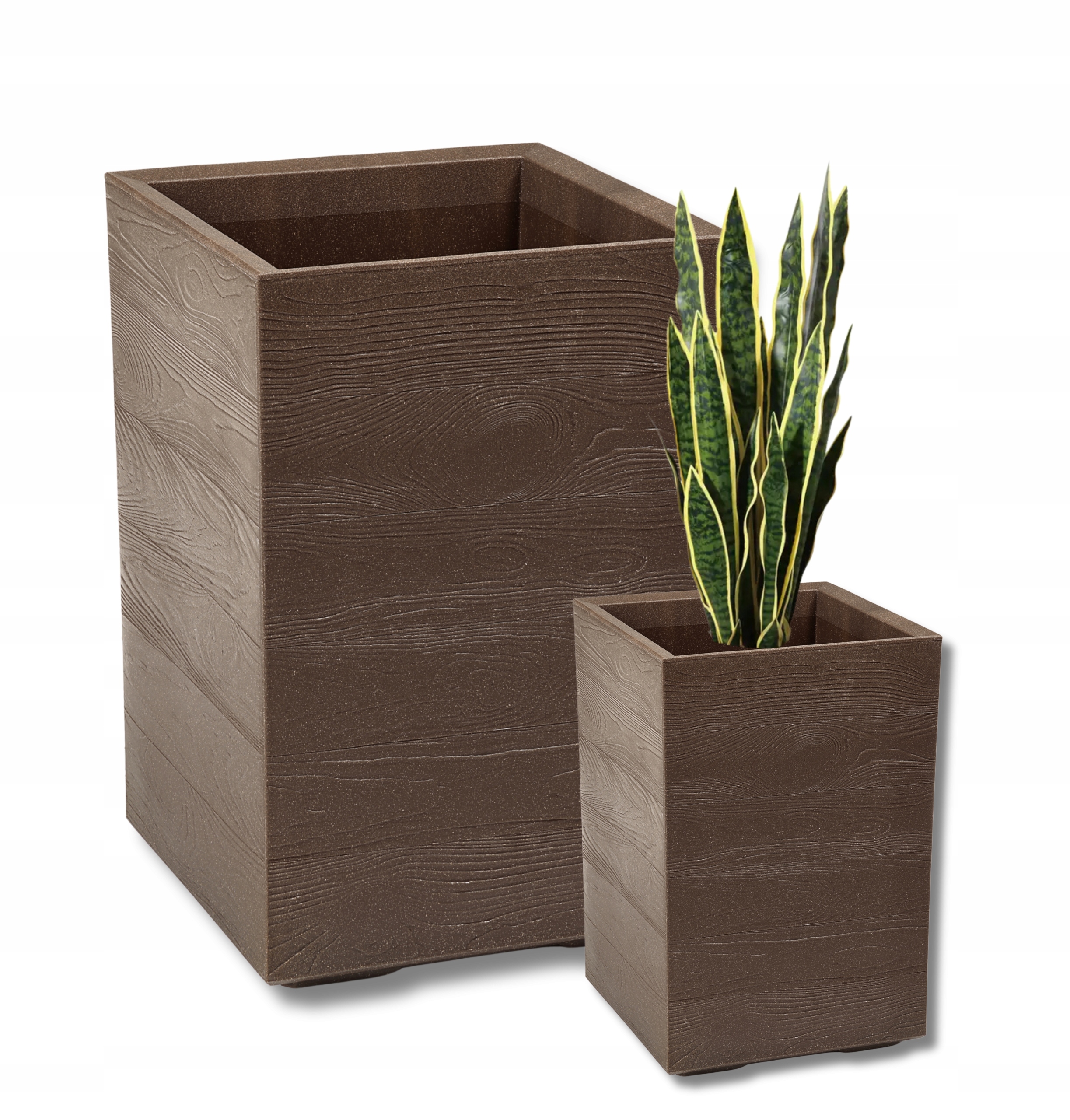 Kwietnik Donica Karo Deska Coffee 39X39cm h59cm kol. Espresso