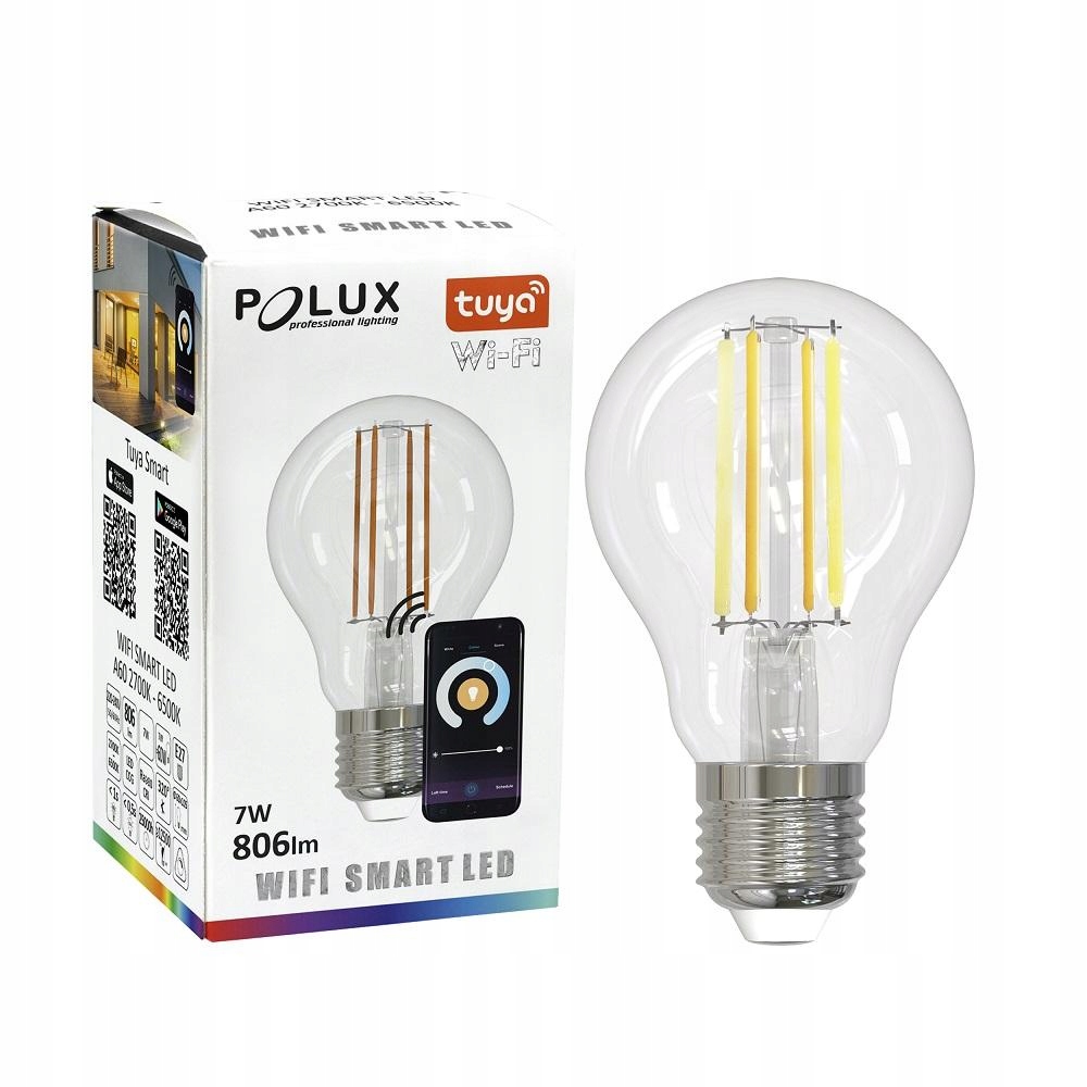 

Tuya Smart Wi-Fi Żarówka Led filament E27 7W Ww-cw
