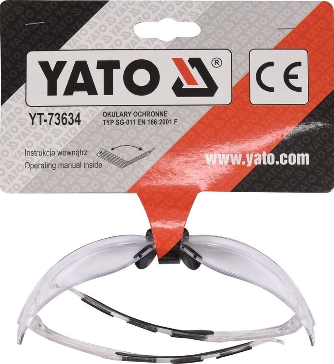 OKULARY OCHRONNE GOOGLE BEZBARWNE YATO YT-73634 Typ przeciwodpryskowe