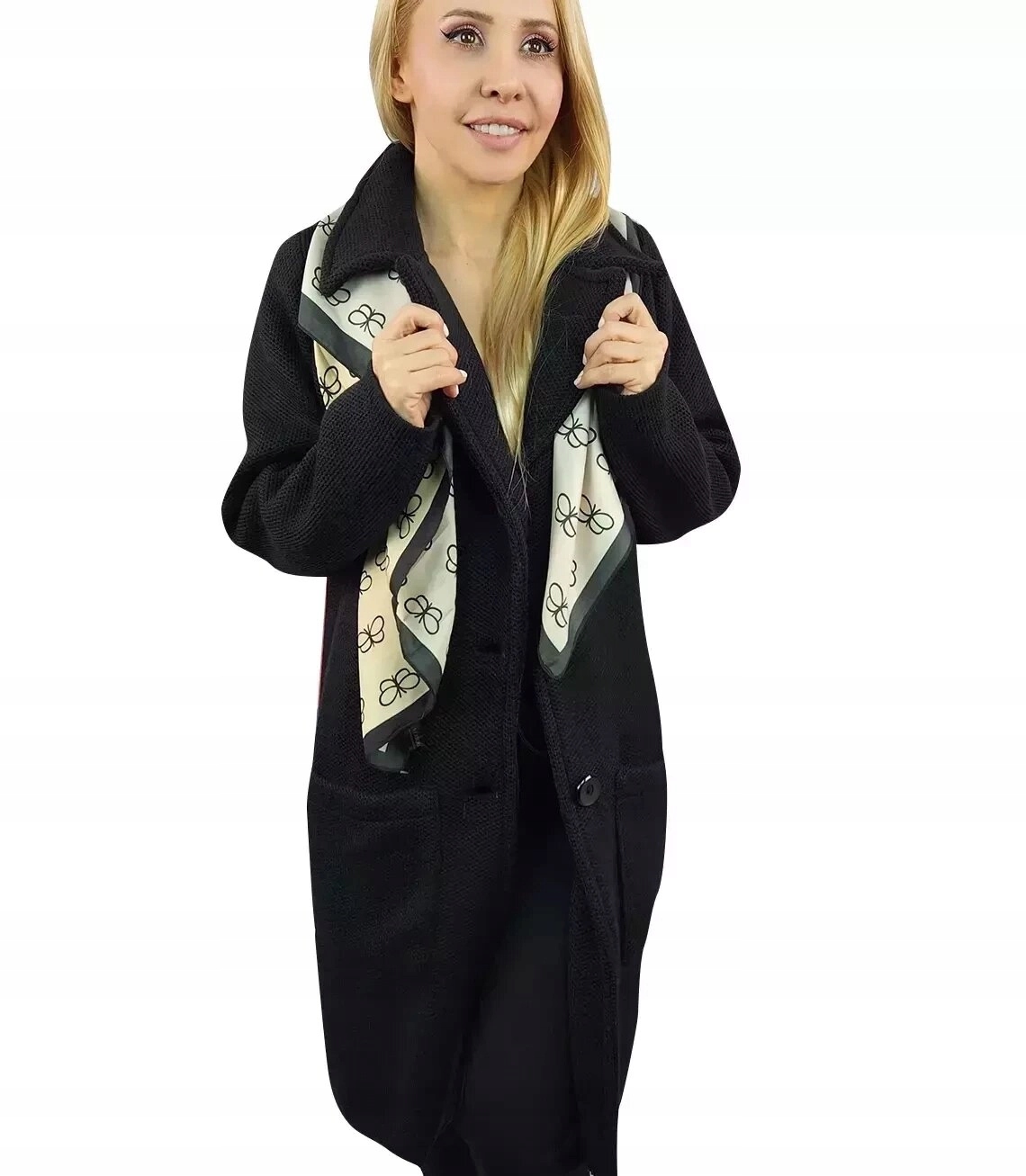 Teplý přechodový kabát kardigan svetr dámský XXL