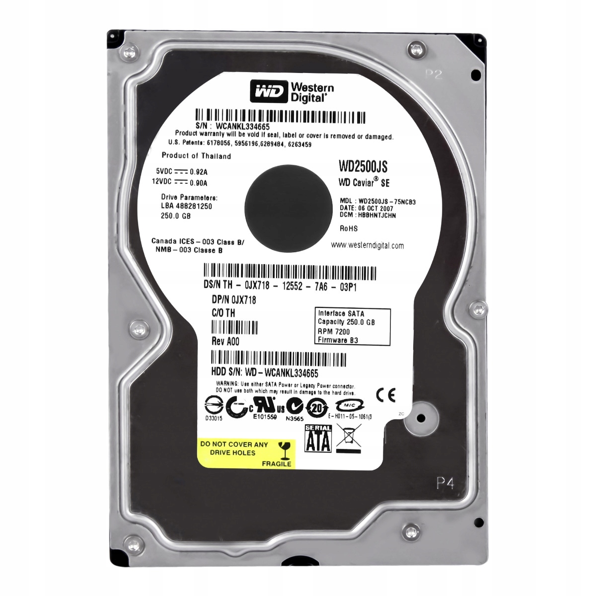 Dell 0JX718 250GB 7.2K 8MB Sata II 3.5'' WD2500JS