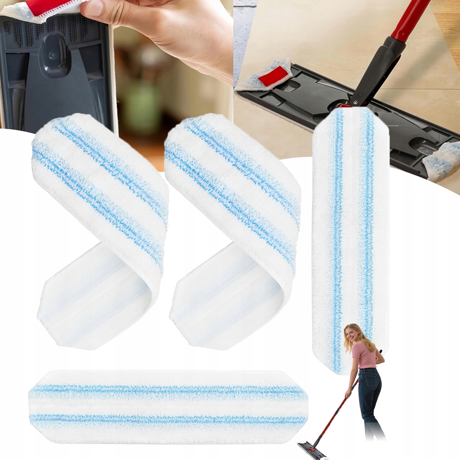 Levně Mikrovlákno Pro Plochý Mop, Vyměnitelné Utěrky Lze Prát 40.5 X 11 CM