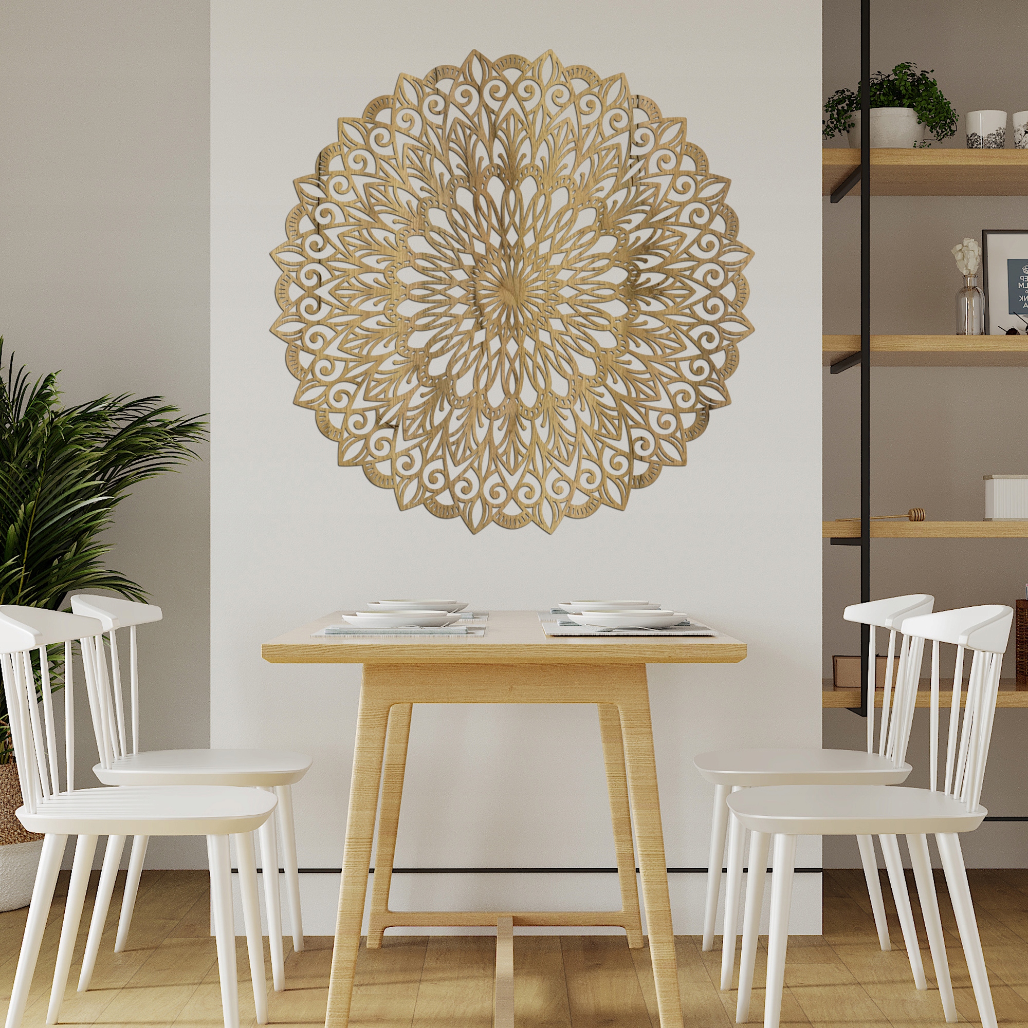 Vyrezávaná dekorácia na stenu, Mandala Kvet,180 cm Zlatý Dub