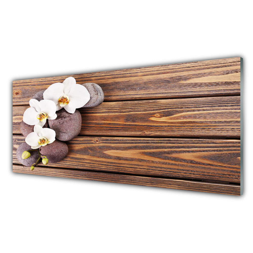 

Fotoobraz z nadrukiem 125x50 Kwiat Orchidea Drewno