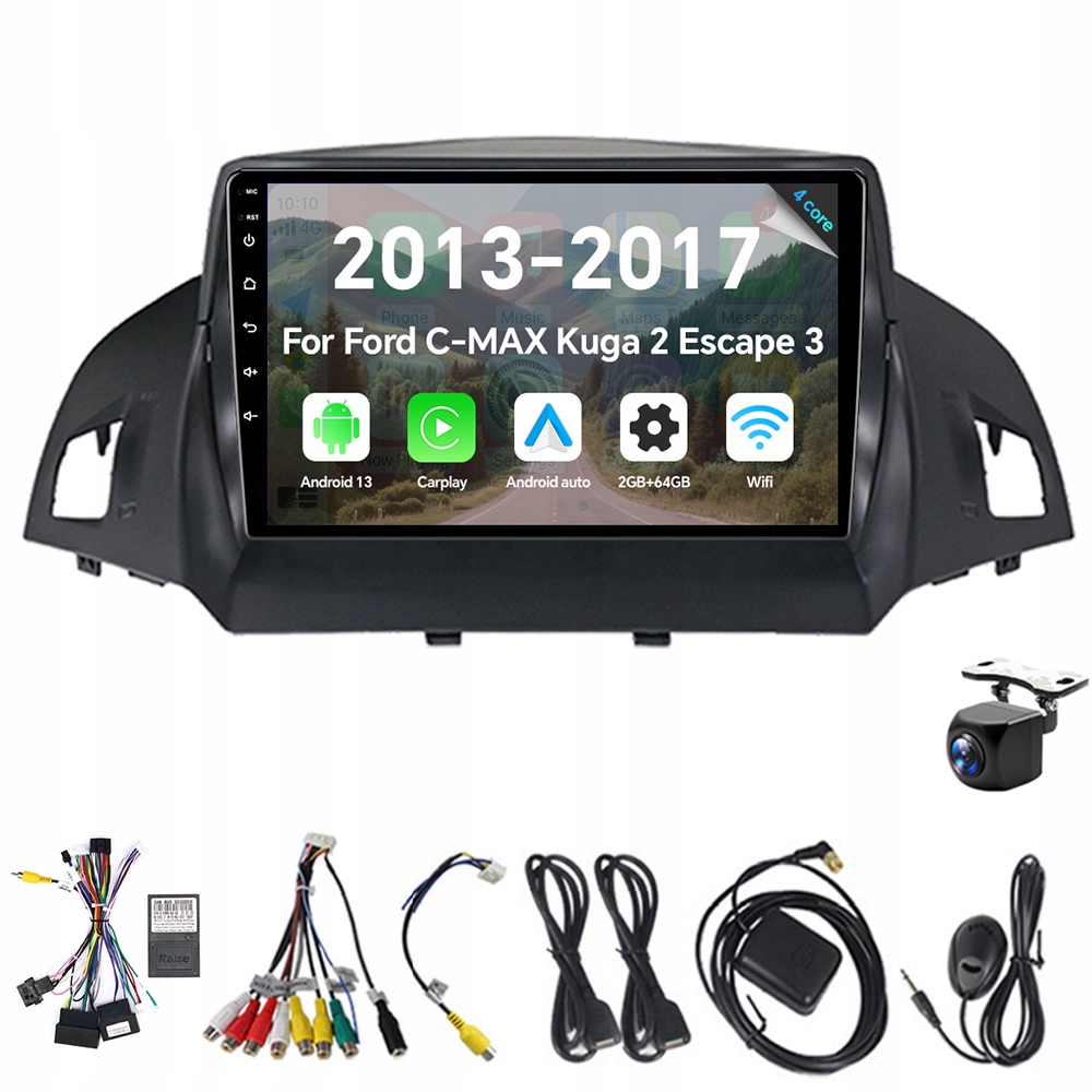 Radio Samochodowe 2Din Android 13 Do Ford C-max Kuga 2 Escape 3 2013-2017 Carplay