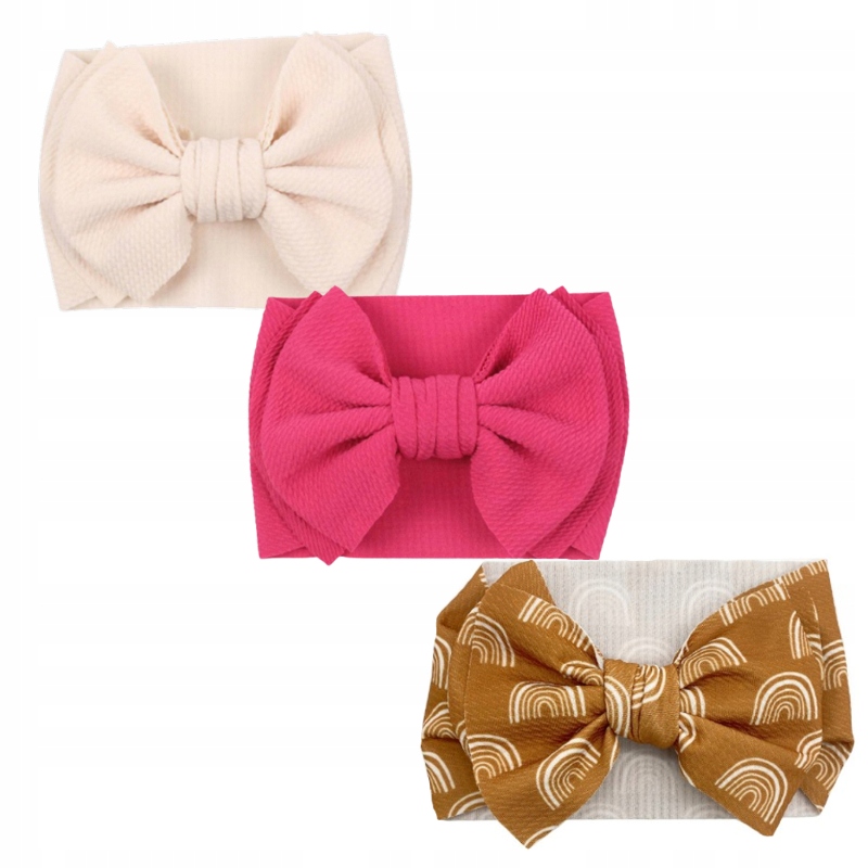 ZESTAW 3 SZEROKICH OPASEK DLA DZIEWCZYNKI KOKARDA