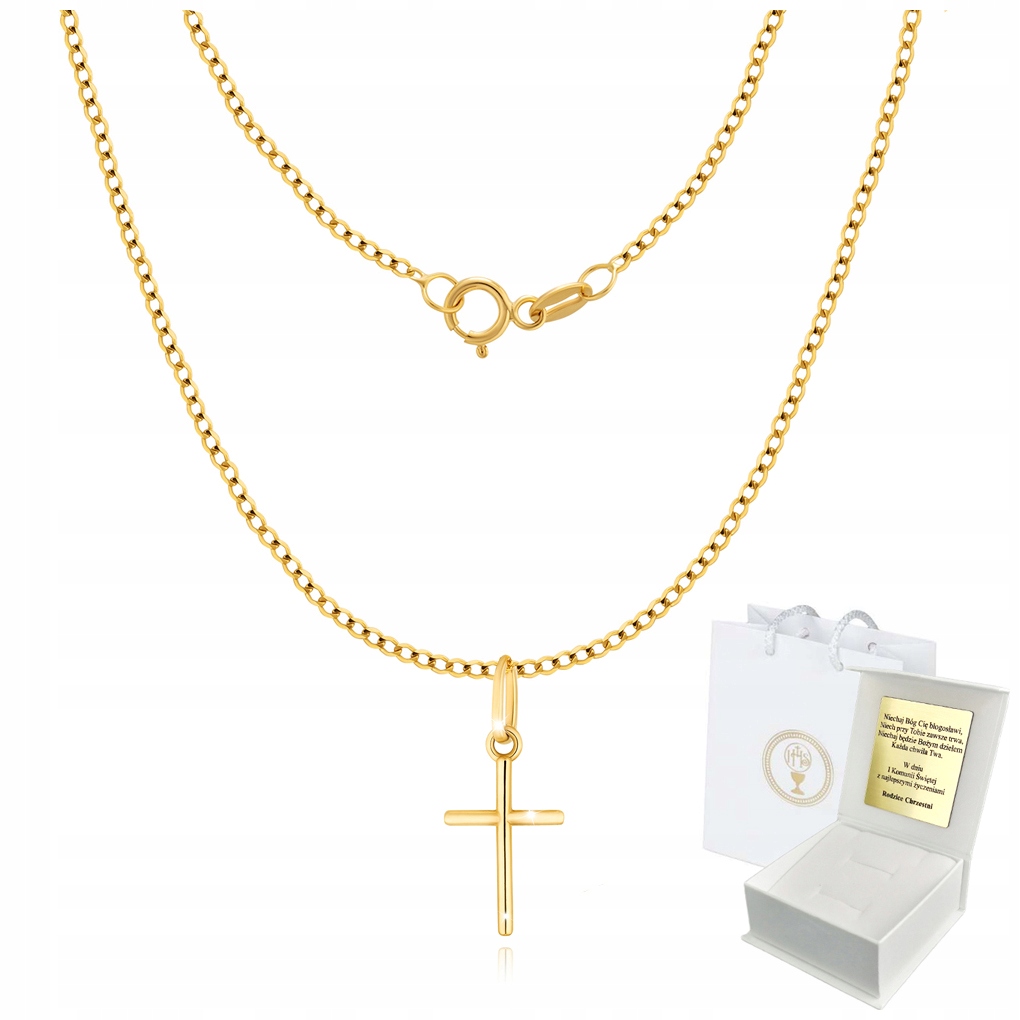 

Złoty Łańcuszek z Krzyżykiem 585 Komunia Chrzest