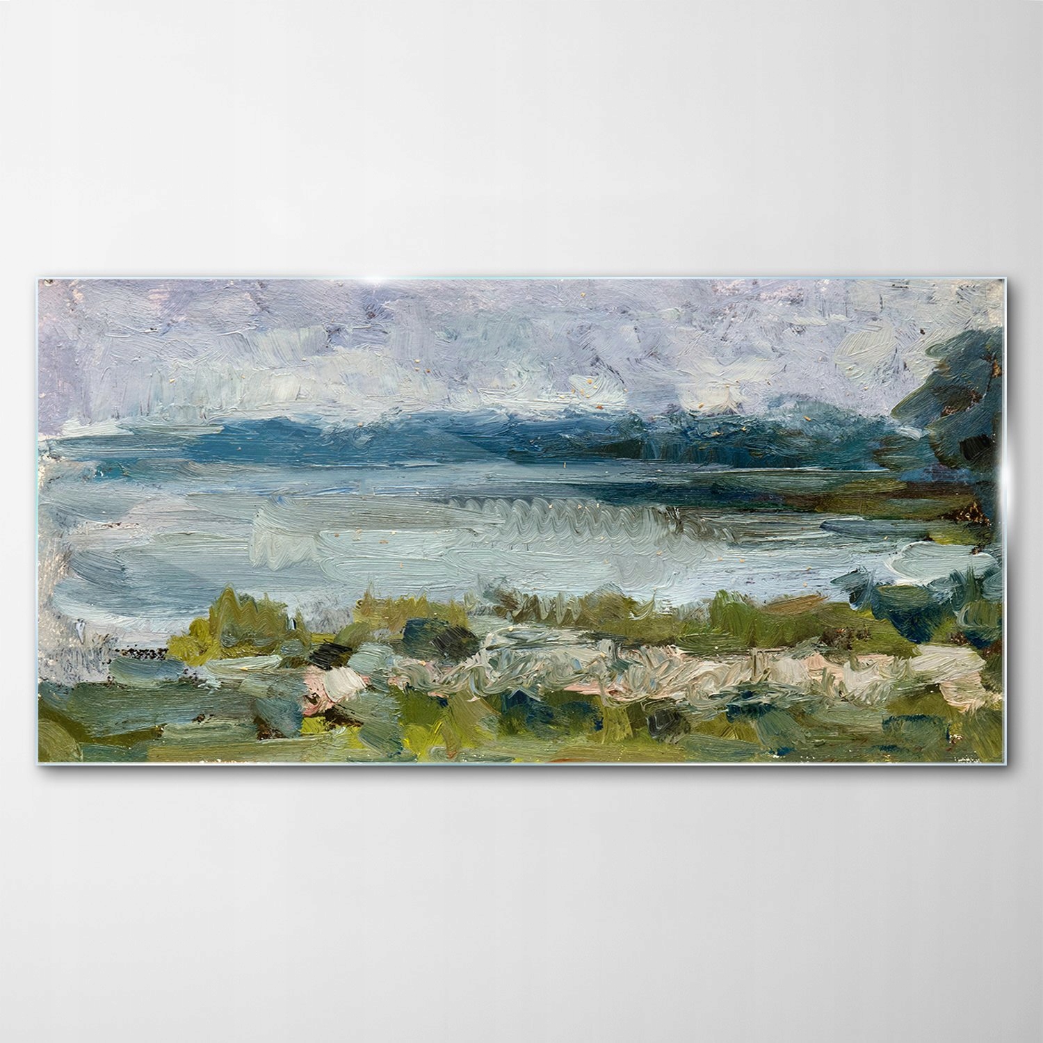 Tvrdený sklenený obraz Hory Voda Tráva 120x60