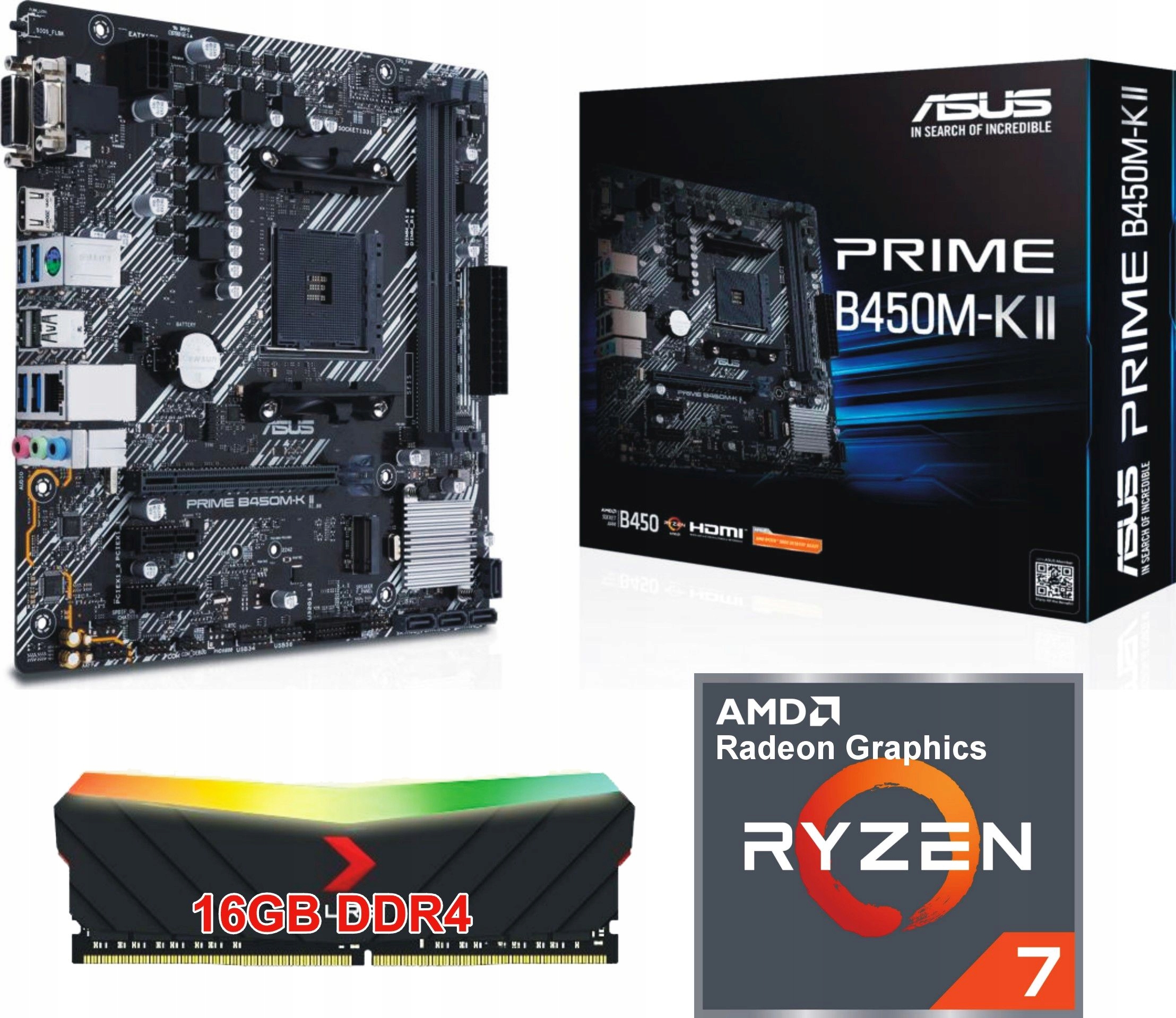 Sada procesorov Amd Ryzen 7 doska AM4 16 Gb DDR4