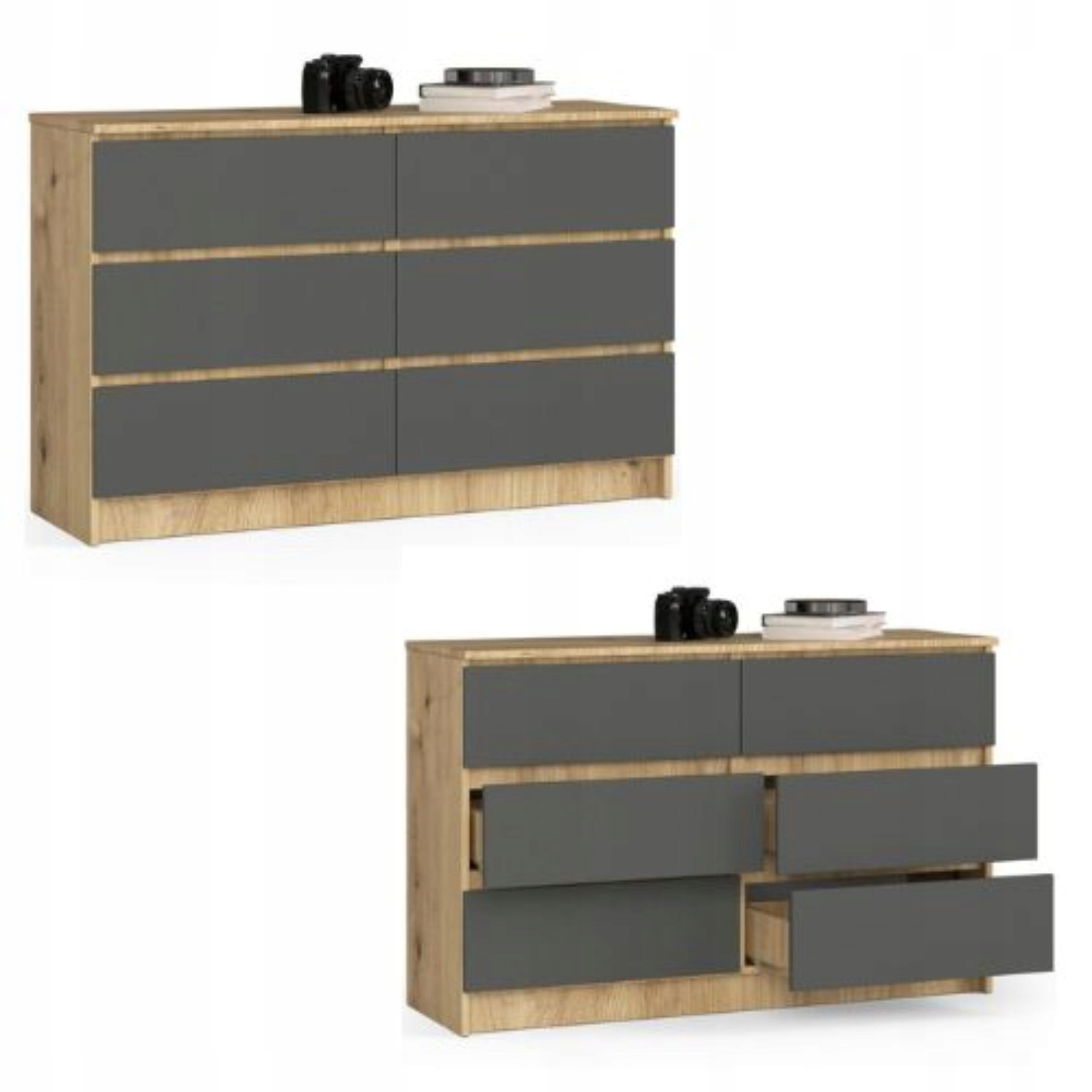 Komoda, skrinka K120 6 zásuviek artisan-grafit Akd