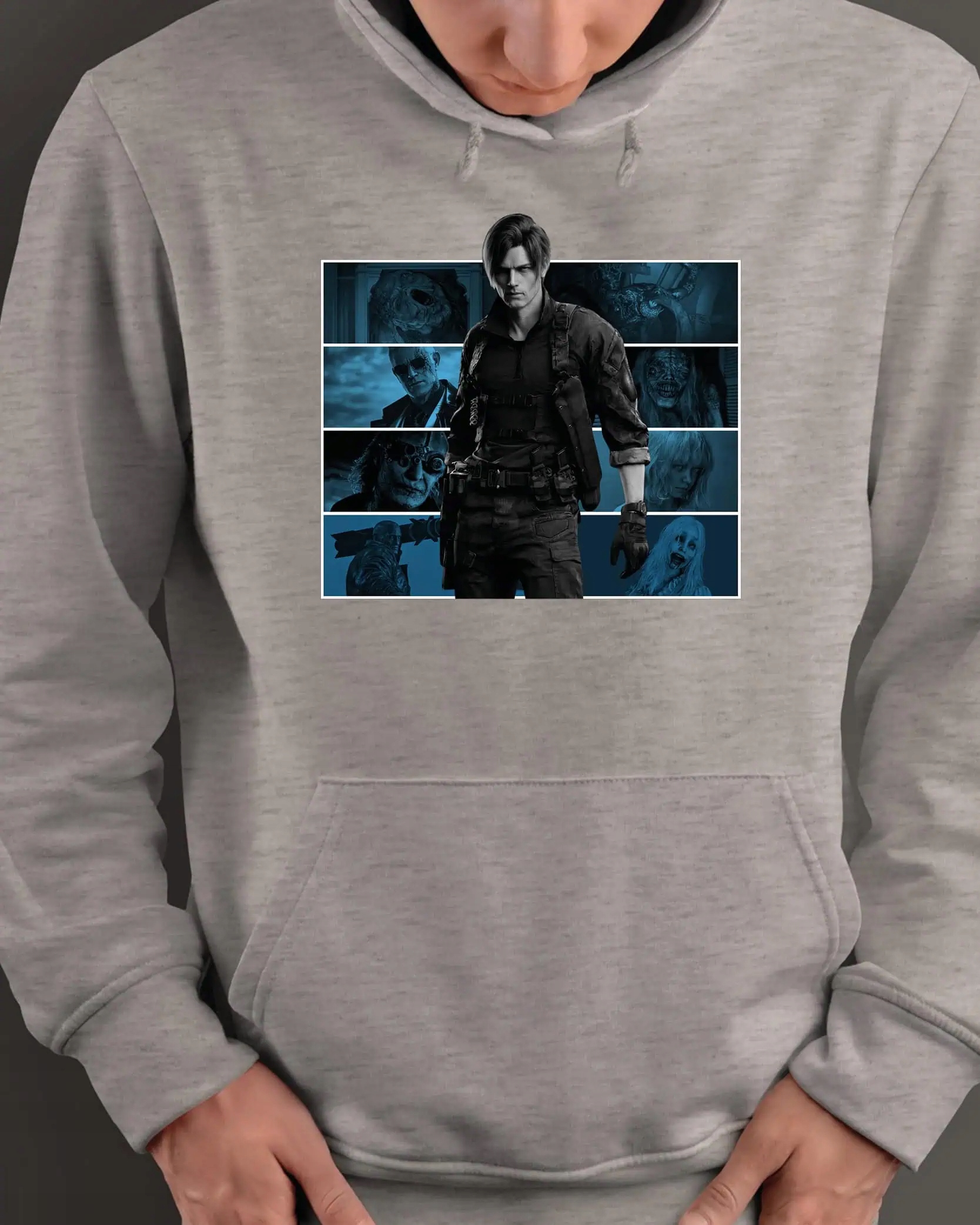 Mikina s kapucí Personalizovaná Re Agent Rpd Hra Horor Šedá XXL