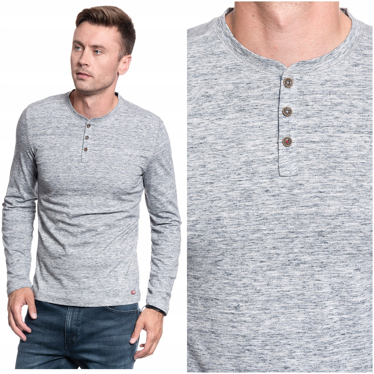 

Mustang Adrian Męski Longsleeve Koszulka Regular