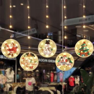 Witraż LED Choinka Lampki Świąteczne okno baterie Marka Masterled