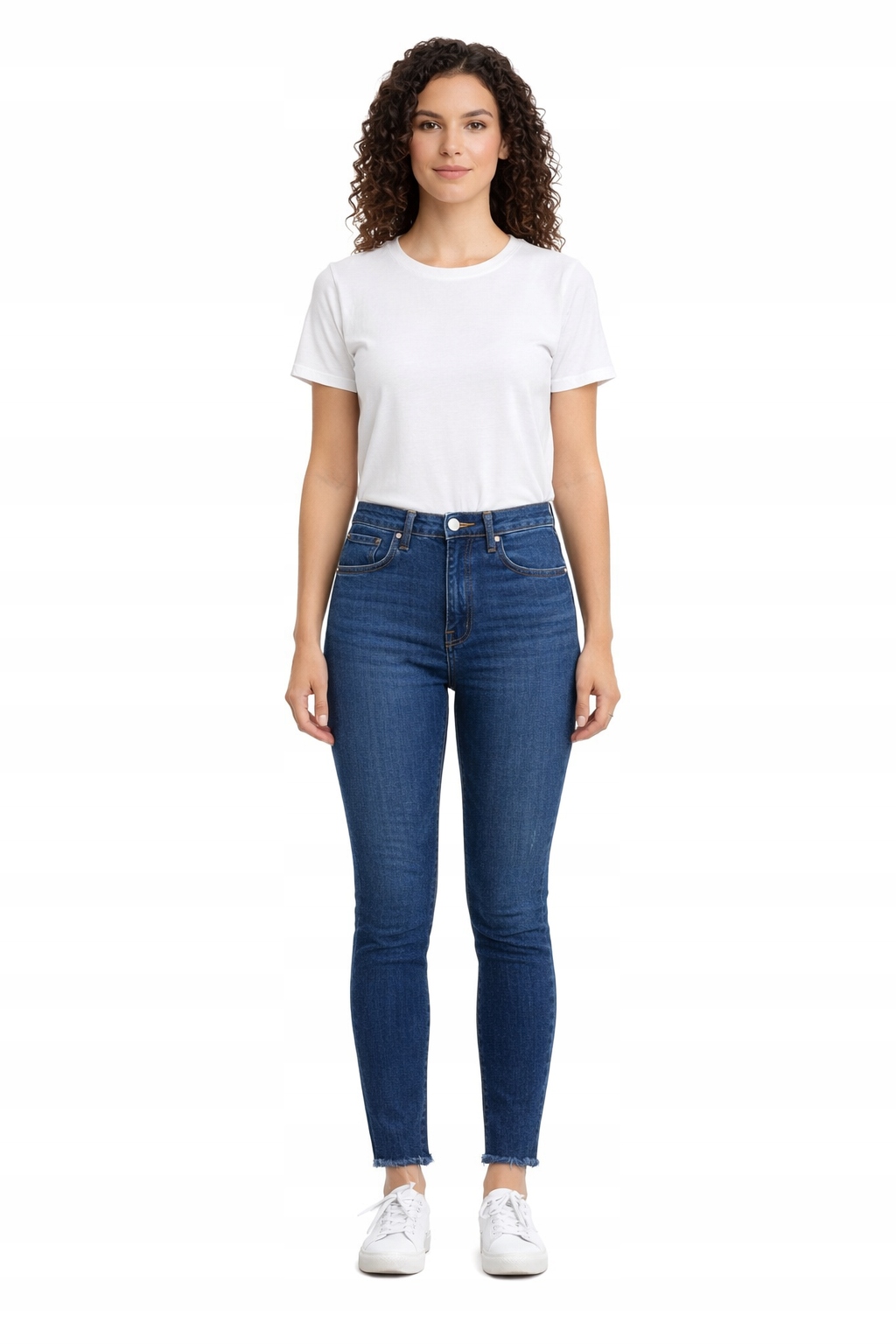 Modré Džíny Úzké Nohavice S Třásněmi Ve Spodní Části Xs 1I3A