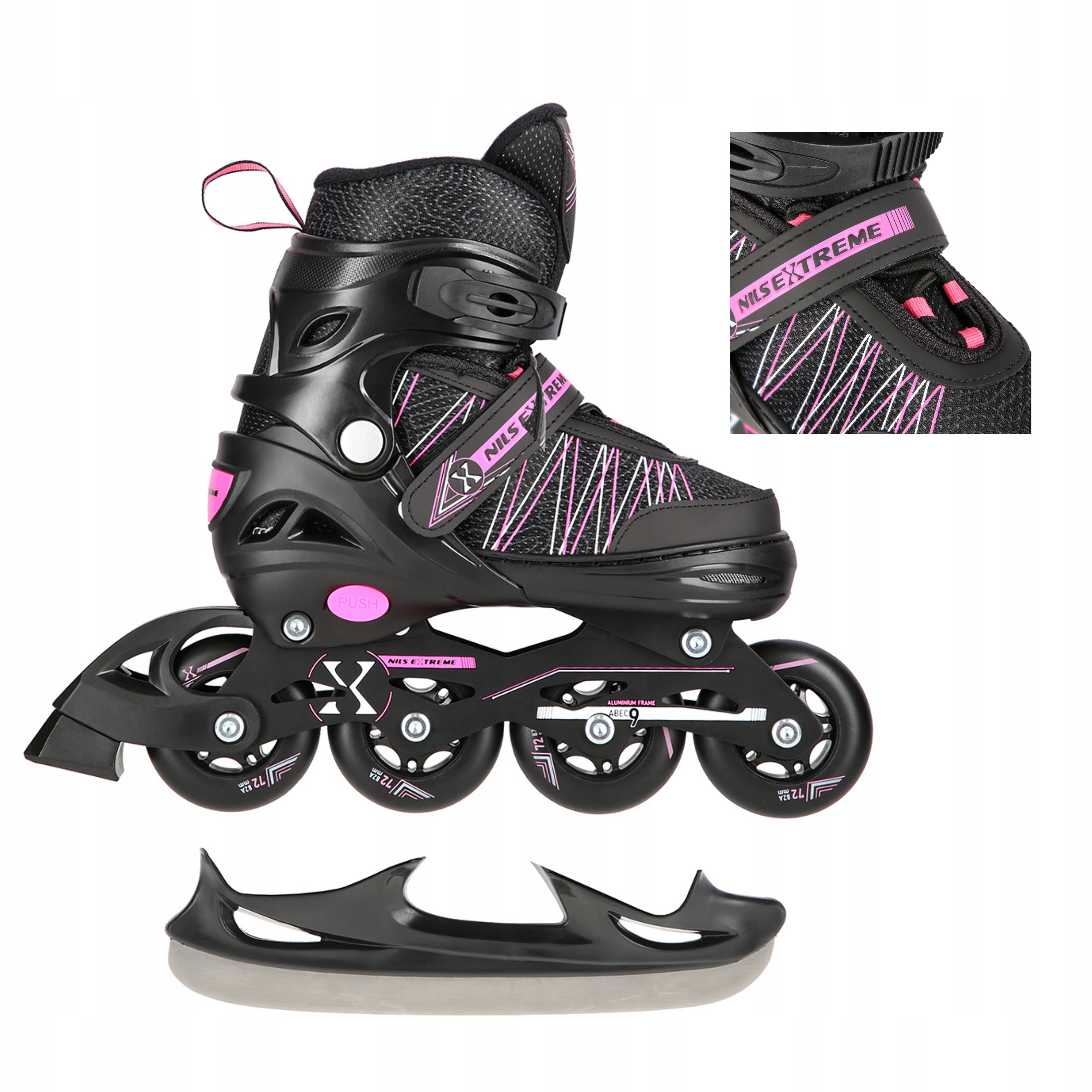Brusle 2v1 2v1 Nastavitelné Brusle 2v1 dívčí růžové 35-38 Nils Extreme